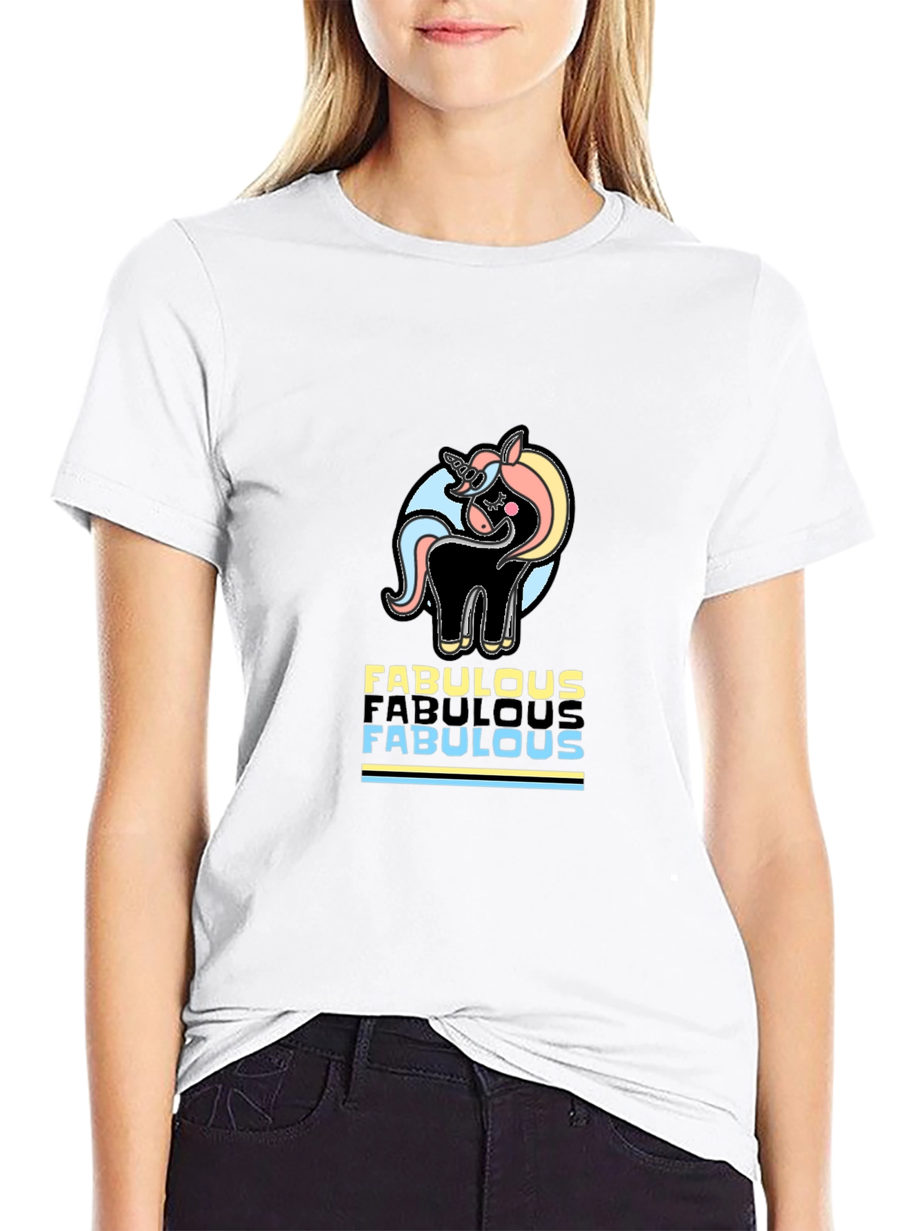 Black Fabulous Unicorn Graphic Tee - Black Cotton Comfort view 9