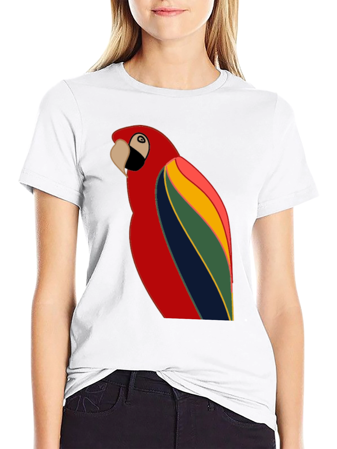 Black Parrot Graphic T-Shirt - Black Crew Neck Tee view 9