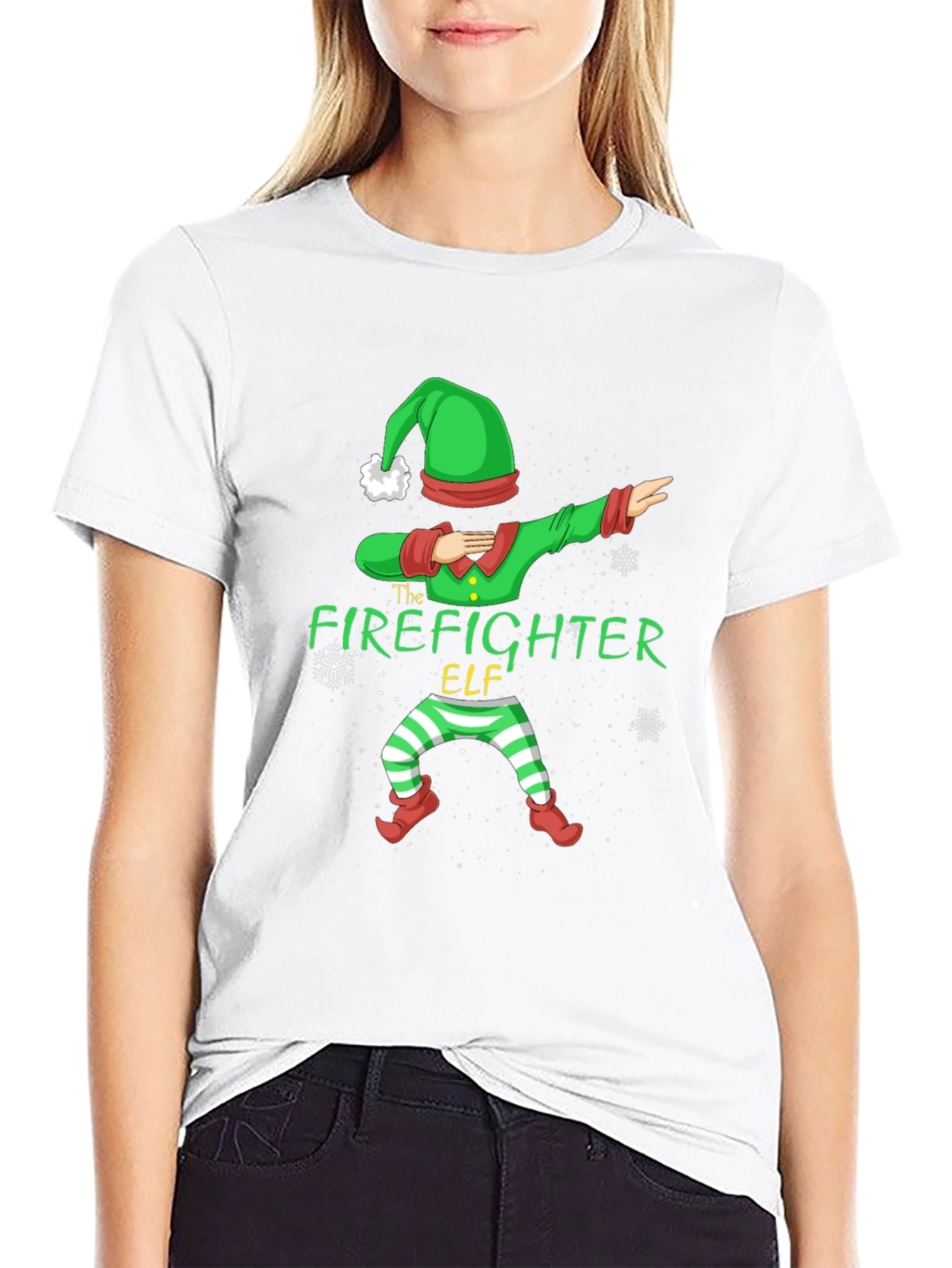 Black Firefighter Elf T-Shirt view 9