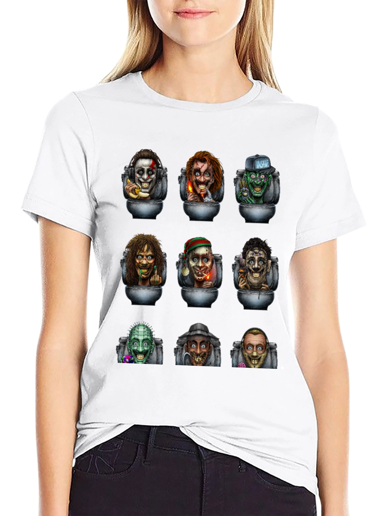 Black Horror Movie Character T-Shirt view 9