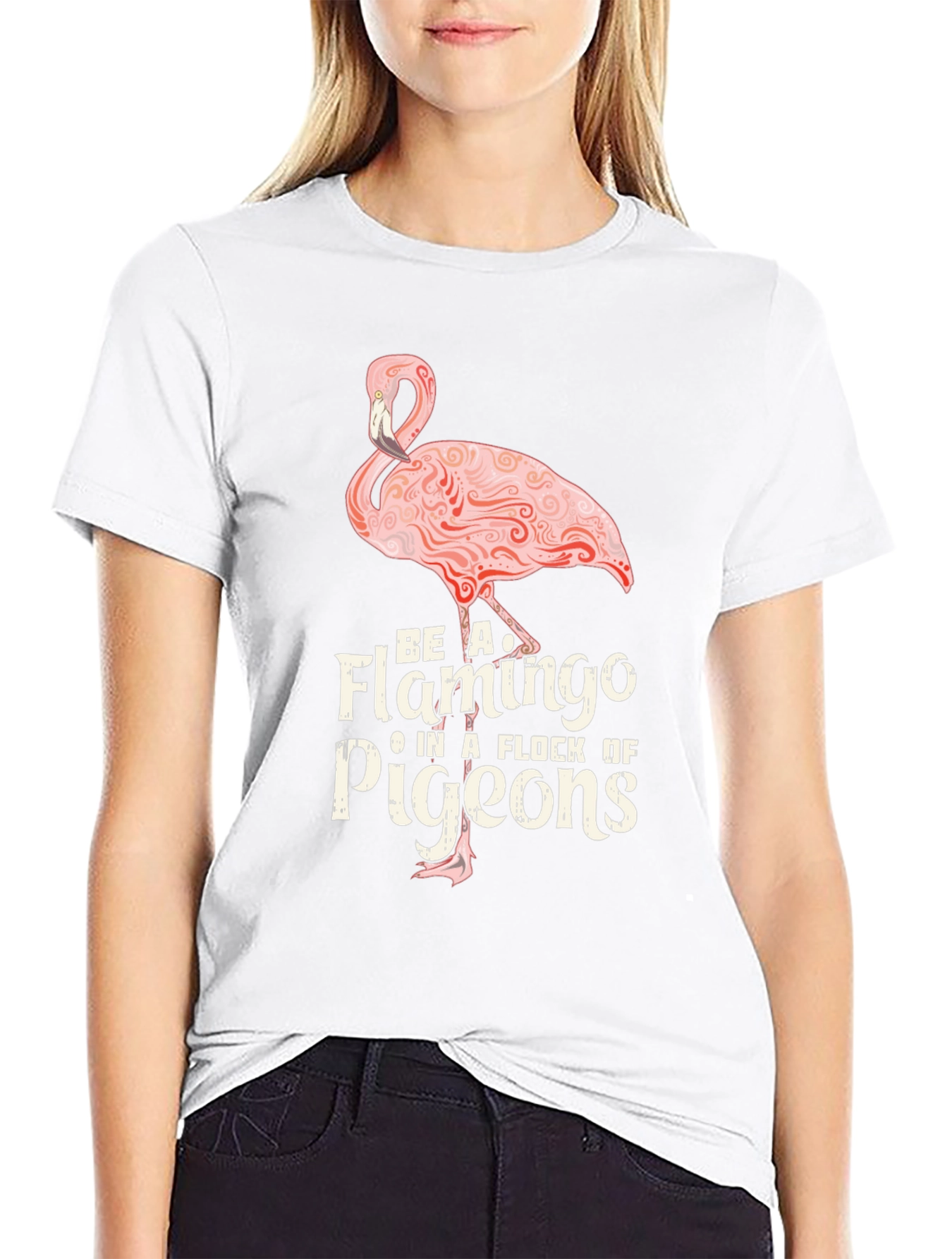 Black Be A Flamingo T-Shirt - Unique Design view 9