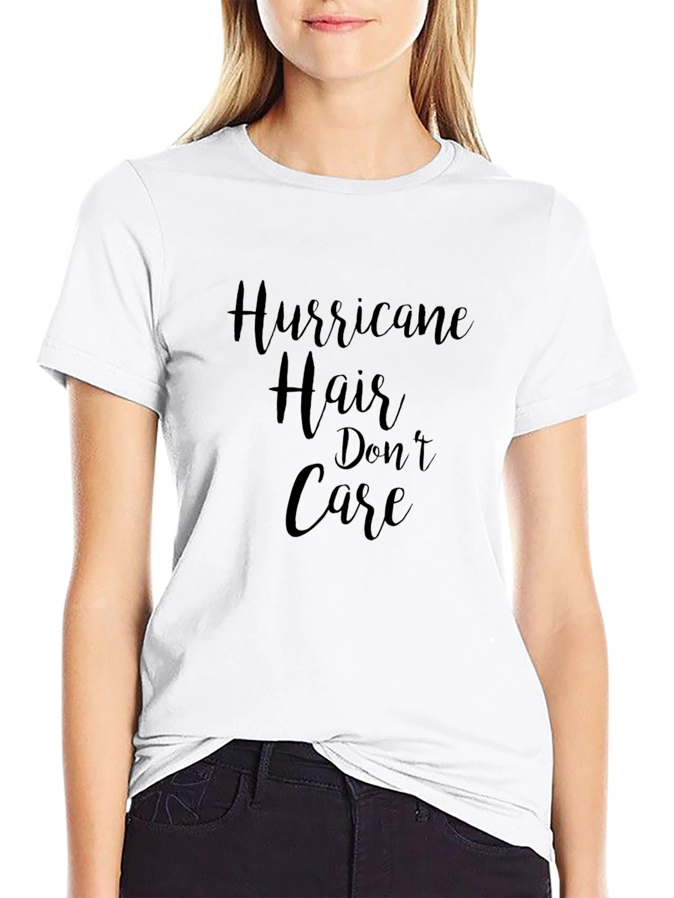 Black Hurricane Hair Don't Care Graphic T-Shirt view 9