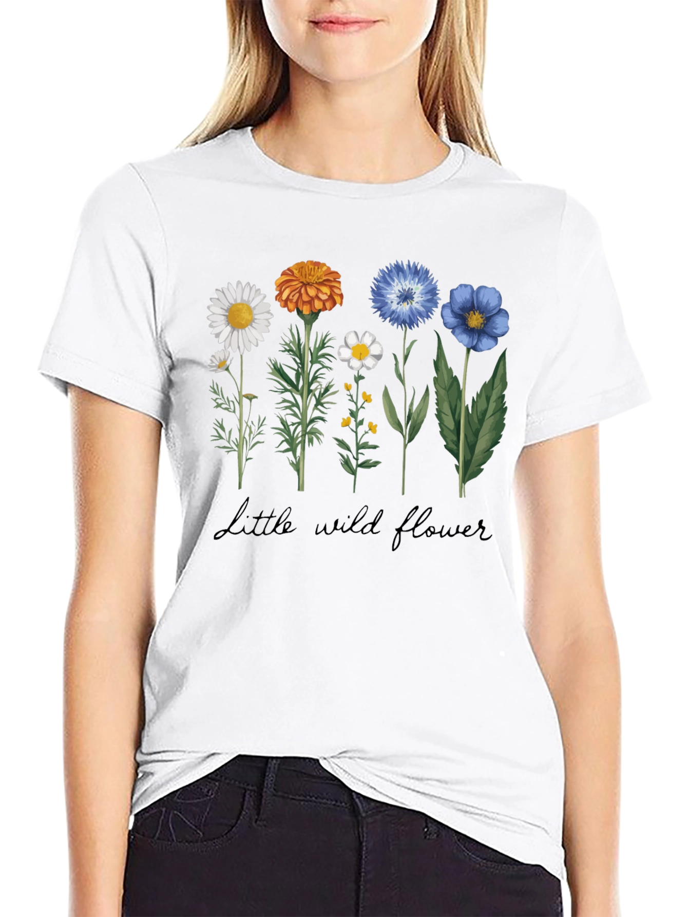 Black Wildflower Graphic T-Shirt - Botanical Tee view 9