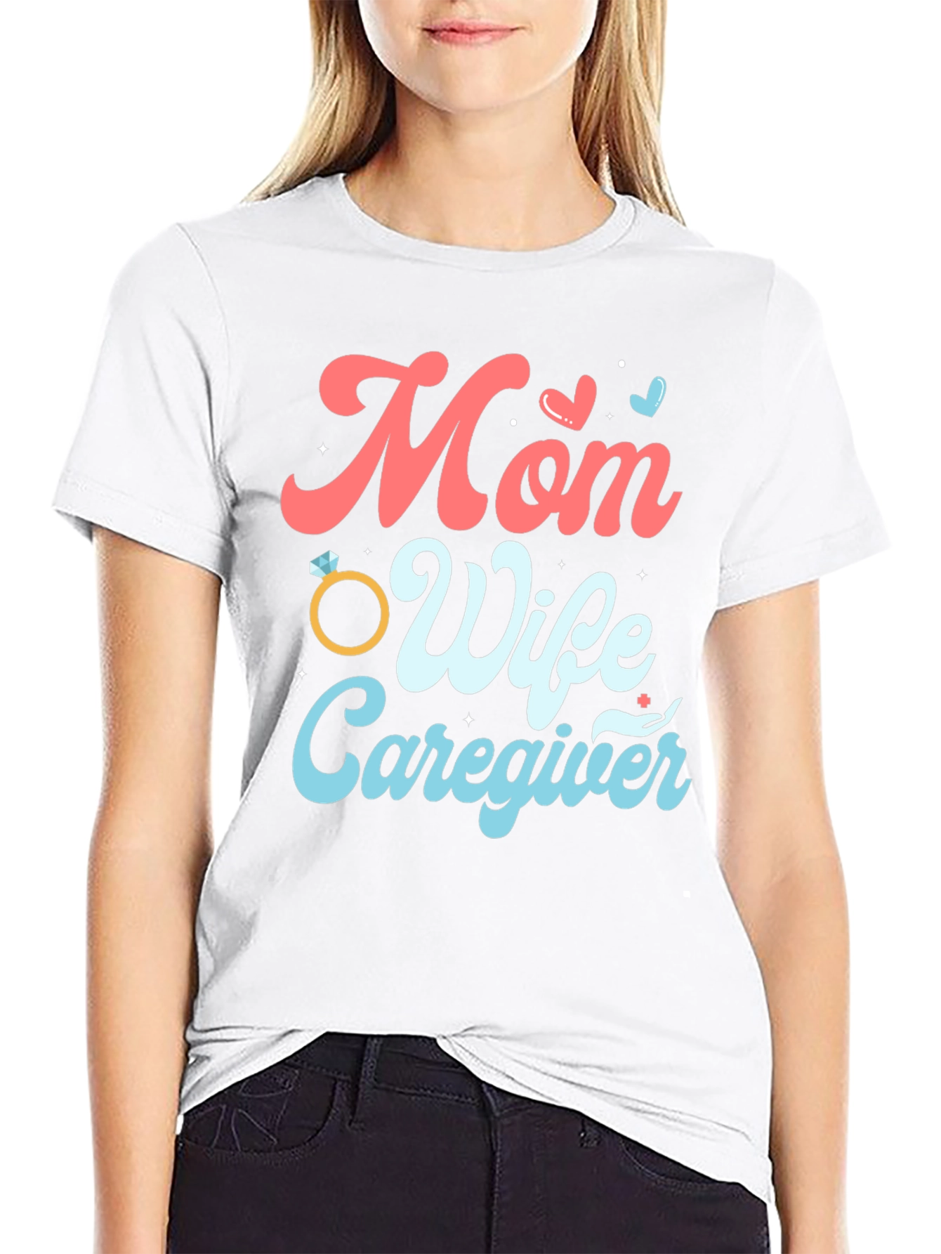 Black Mom Wife Caregiver Graphic Tee view 9