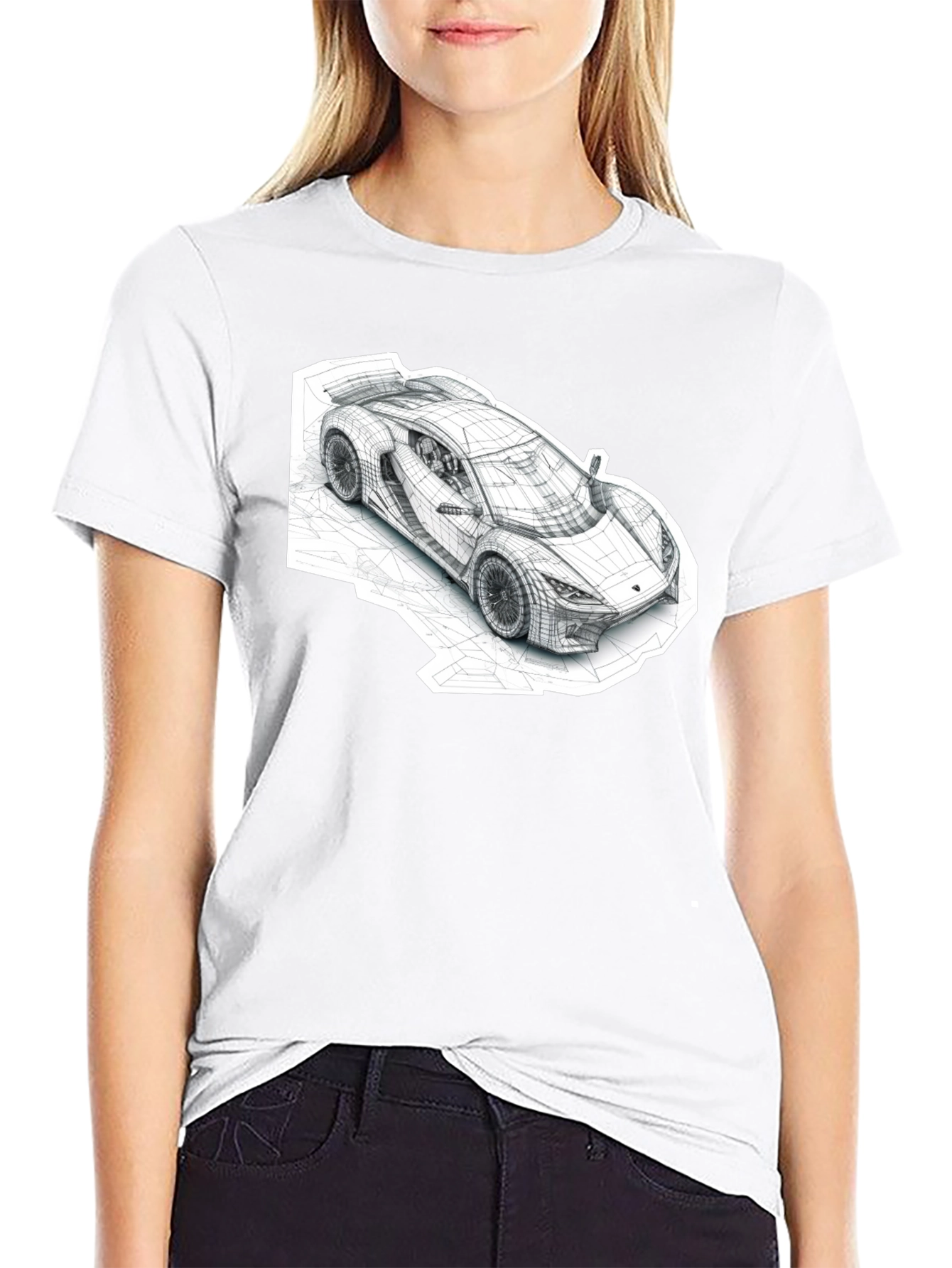 Black Abstract Car Design Black T-Shirt view 9