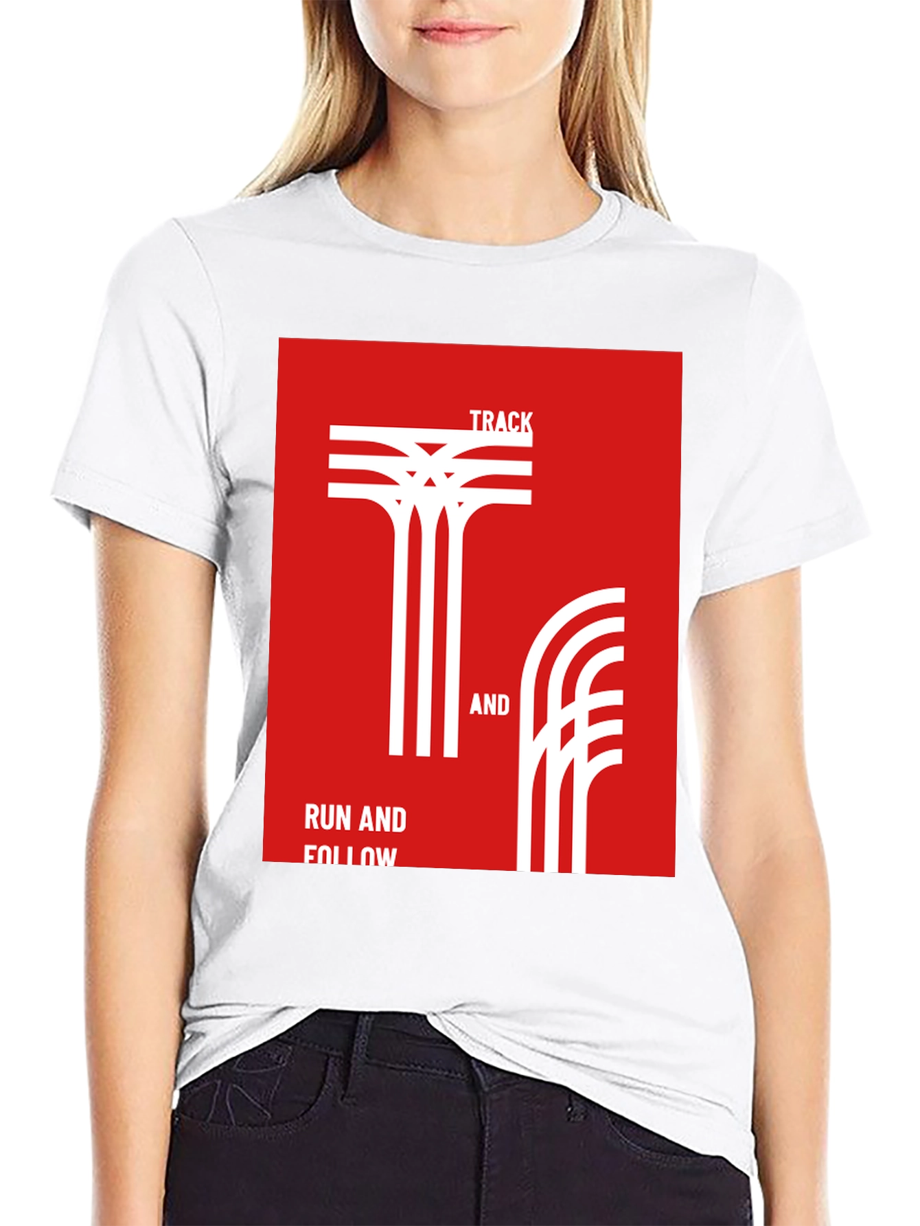 Black Track & Field Graphic T-Shirt - Run and Follow Tee view 9