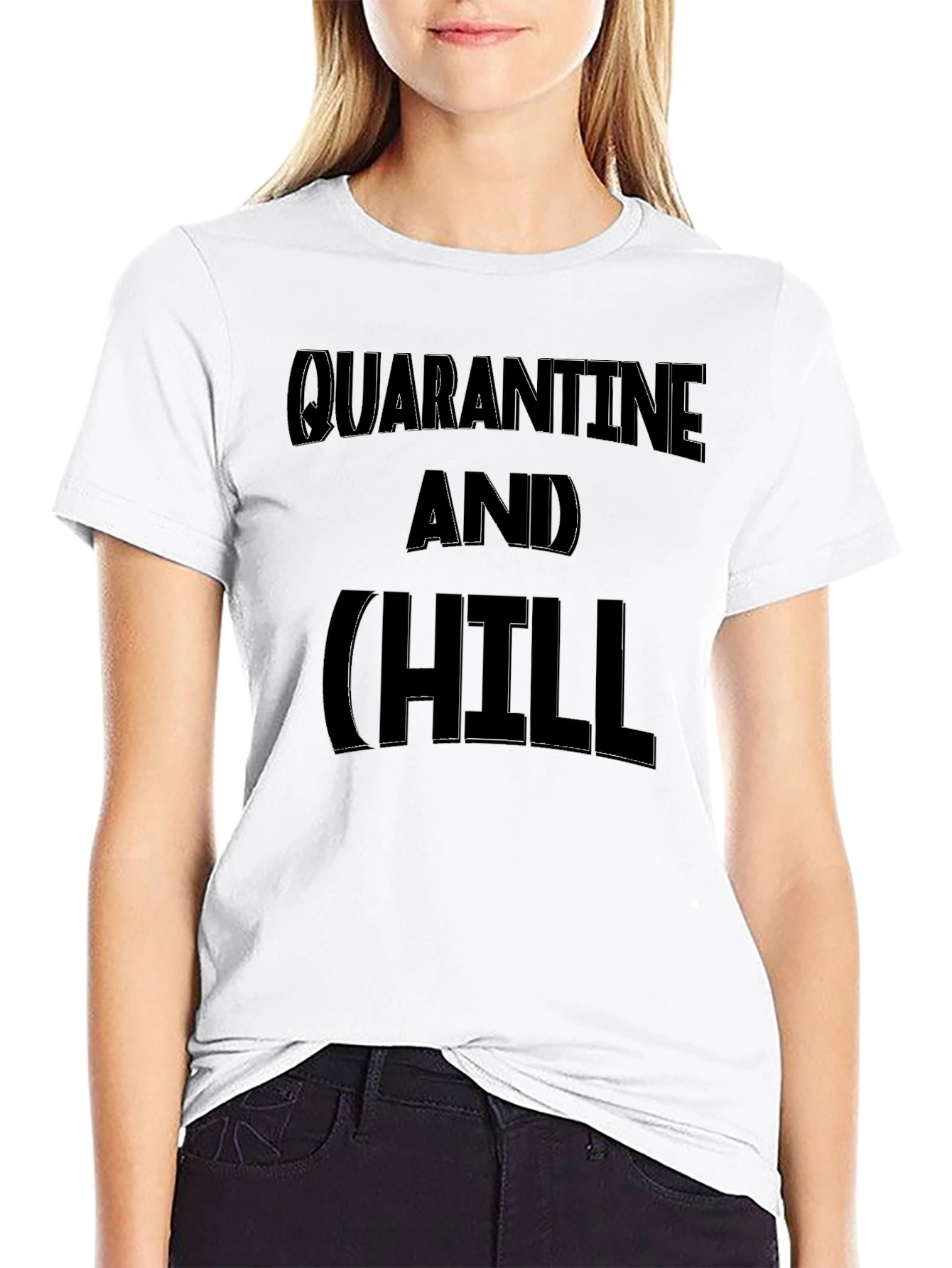 Black Quarantine and Chill Graphic Tee - Black Cotton Blend view 9