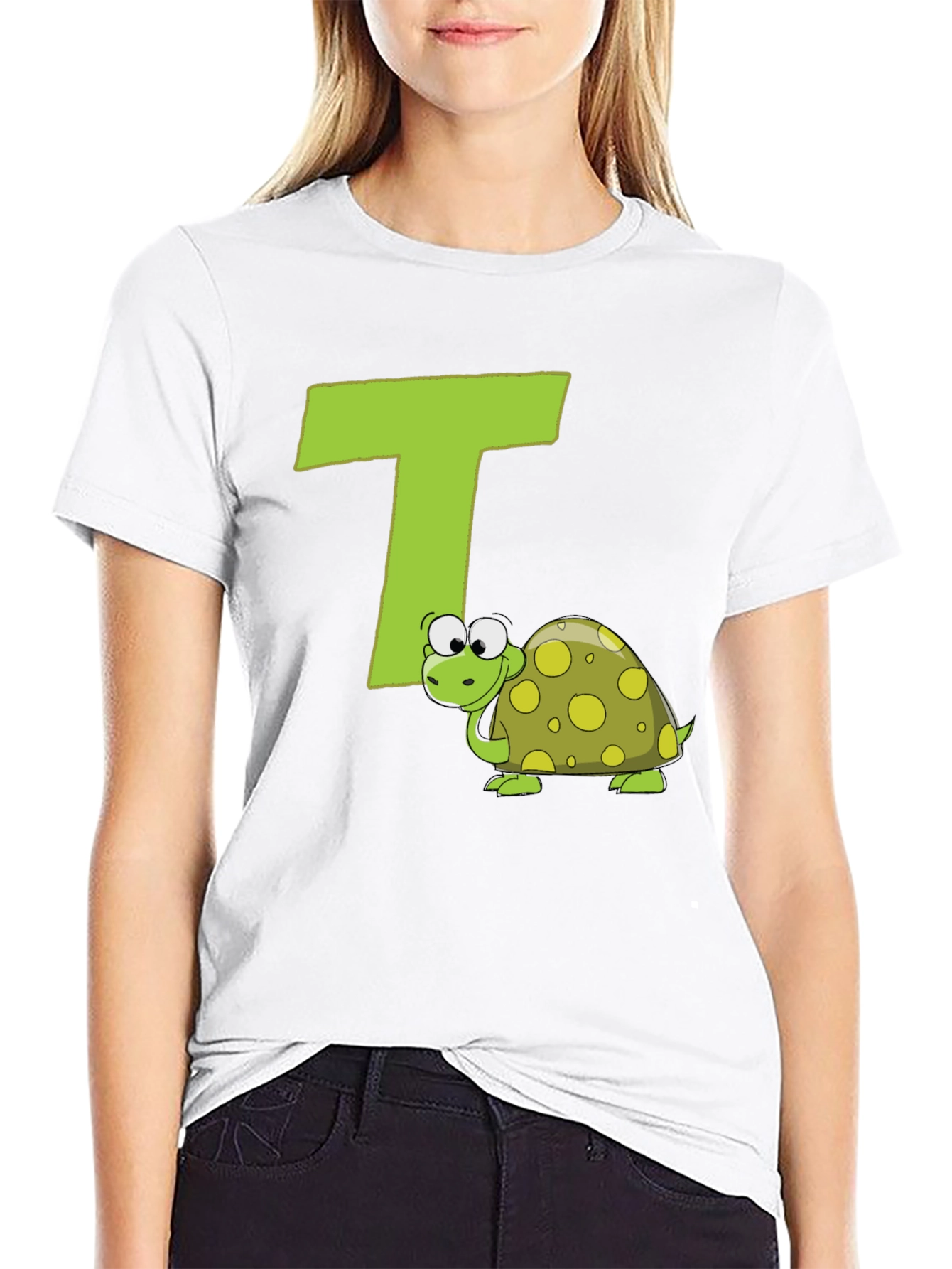 Black Turtle-rific T-Shirt: Letter T Design view 9
