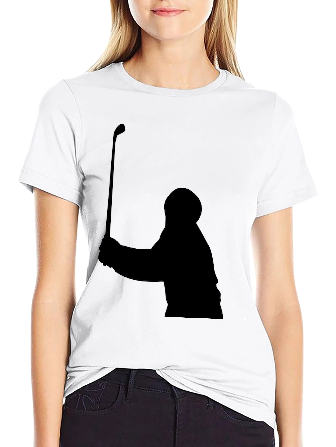 Black Golfer Silhouette Black T-Shirt view 9
