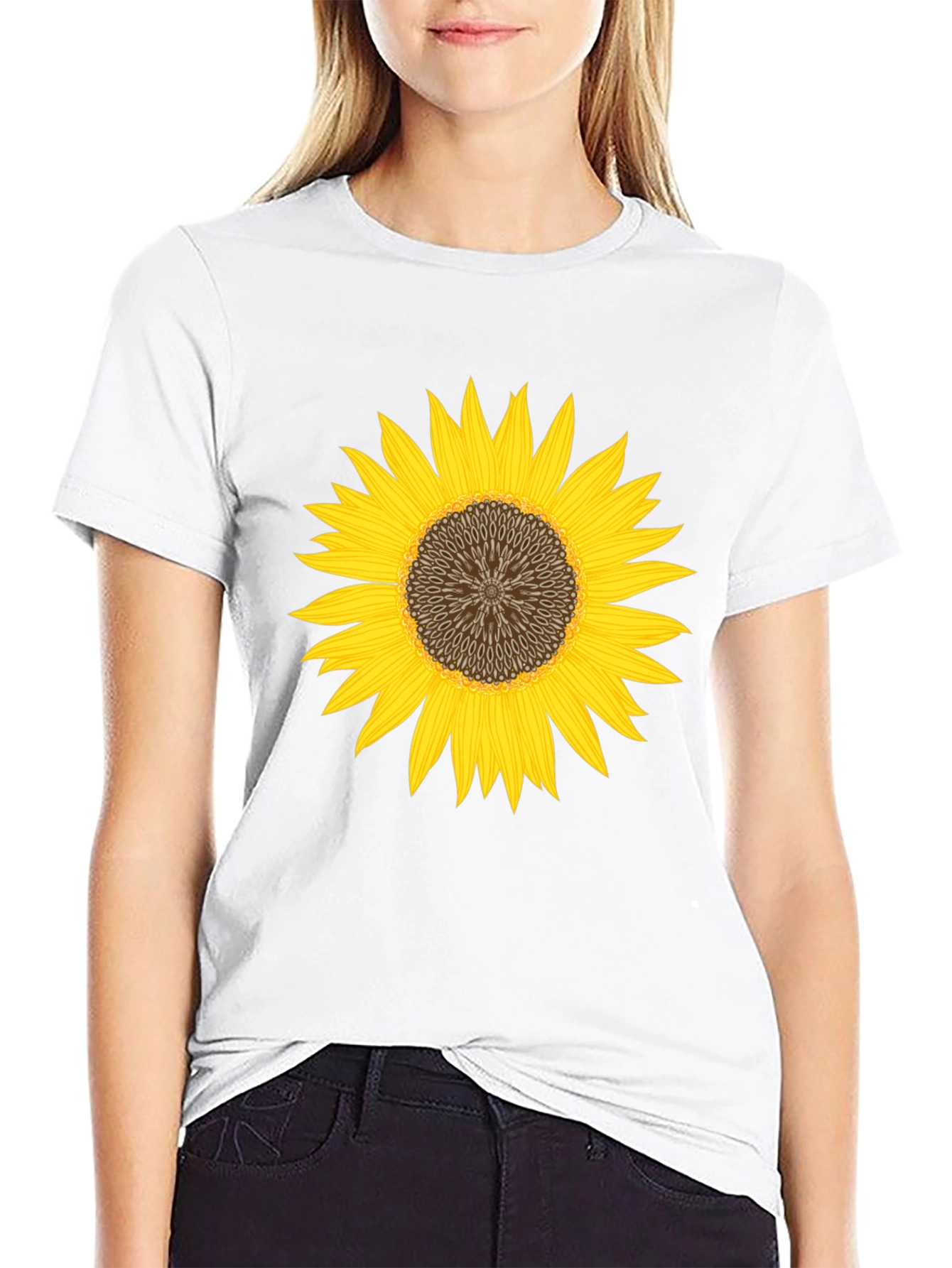 Black Sunflower Graphic Black T-Shirt - Unisex view 9