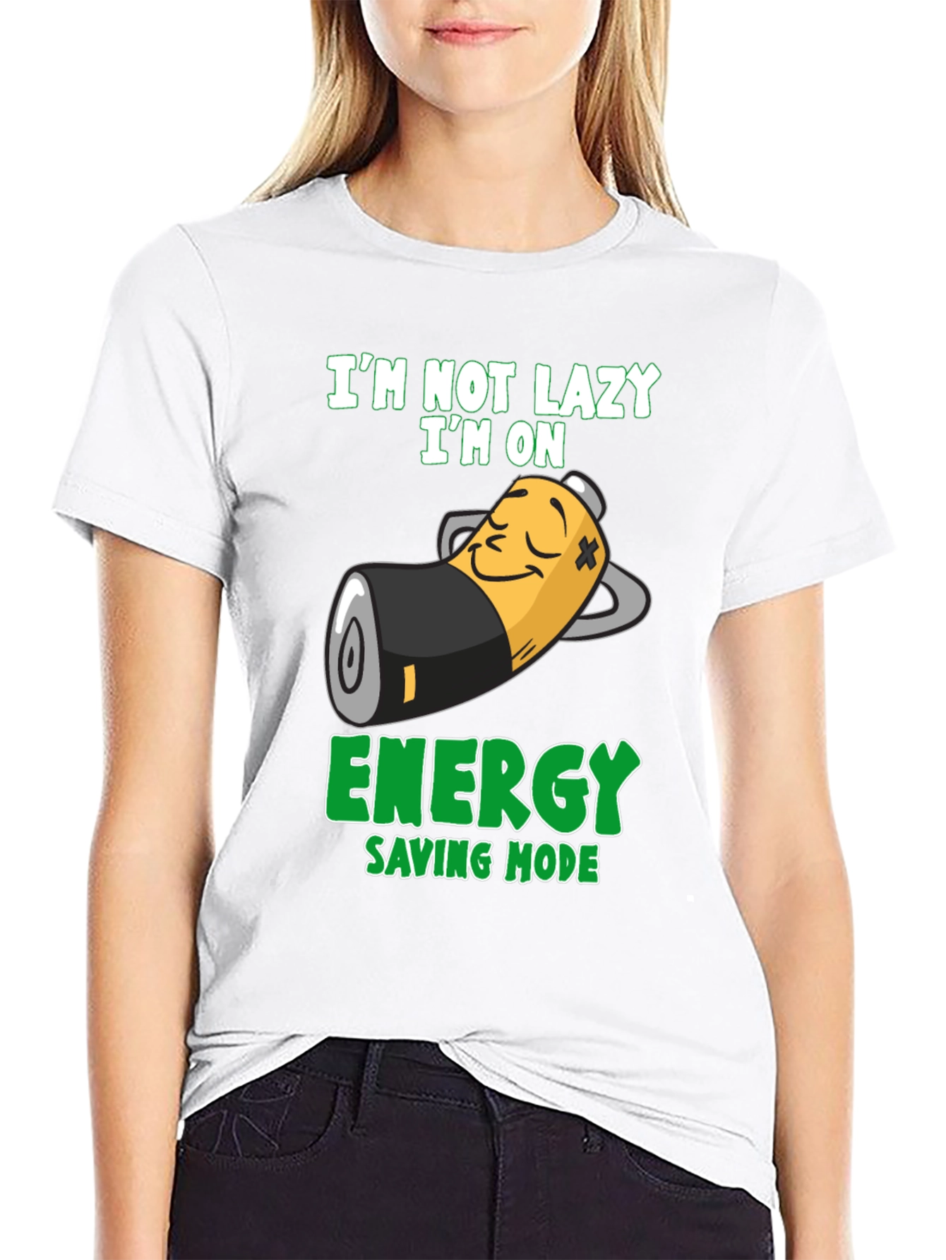 Black Lazy Mode T-Shirt - Energy Saving Mode Graphic Tee view 9