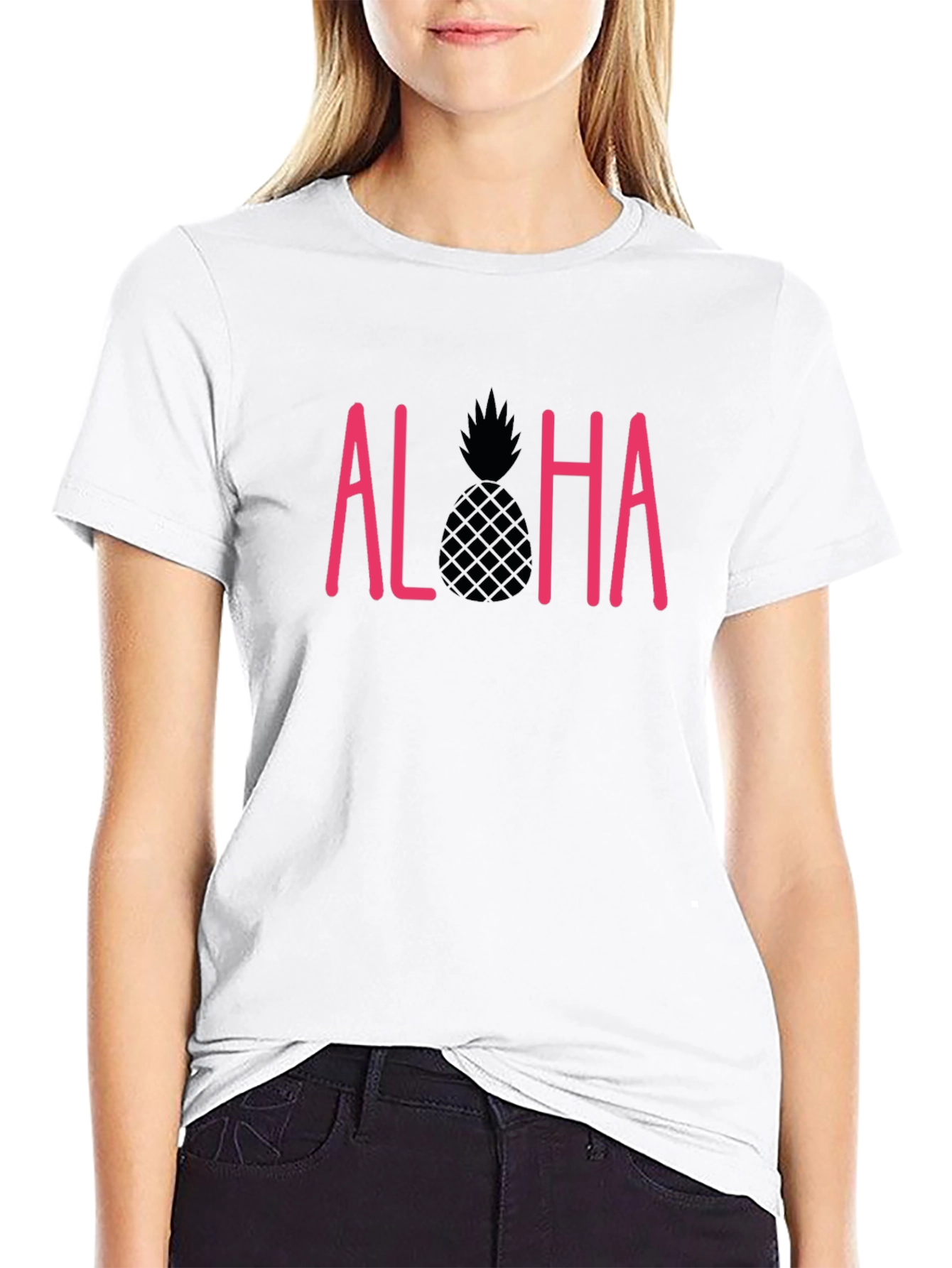 Aloha Pineapple Graphic T-Shirt - Black - 9