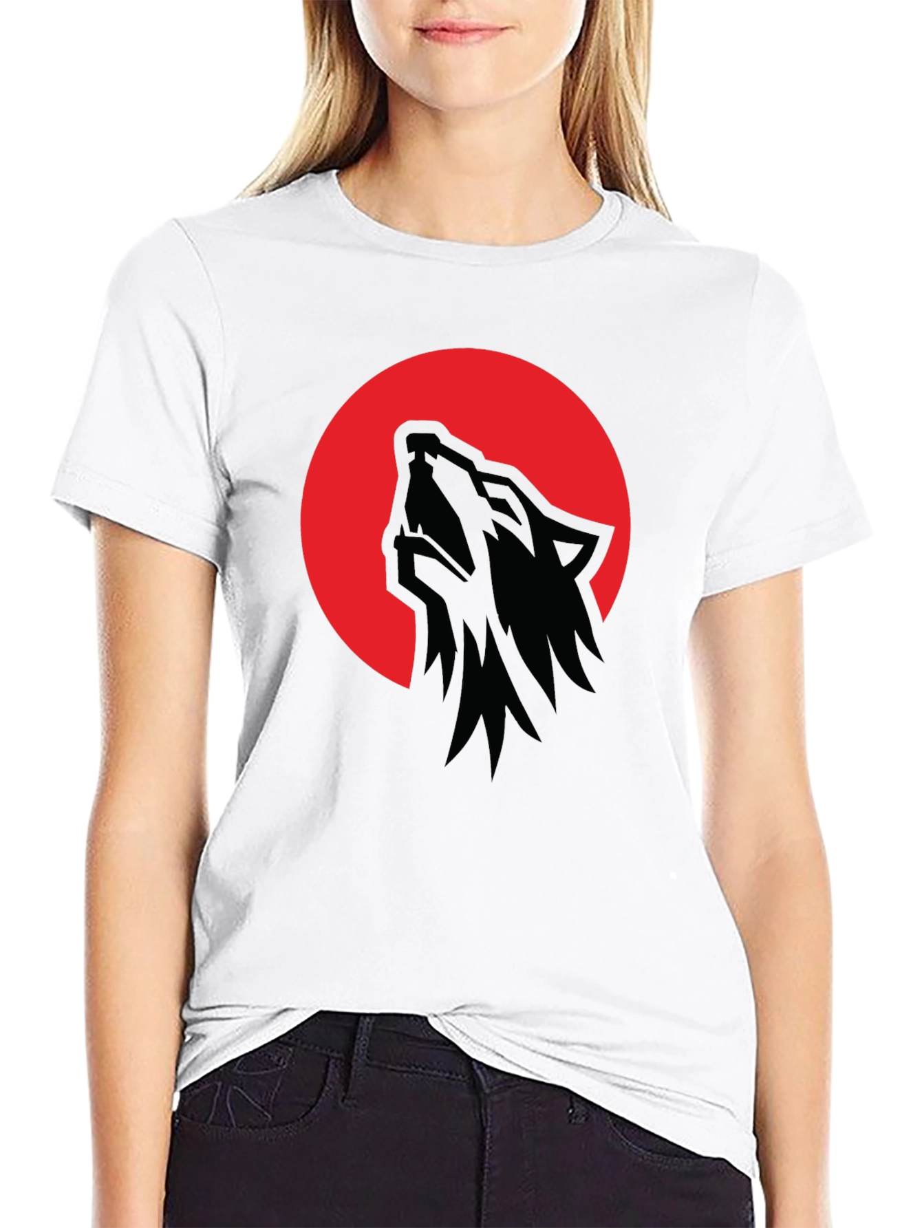 Black Wolf Moon T-Shirt - Men's Black Graphic Tee view 9