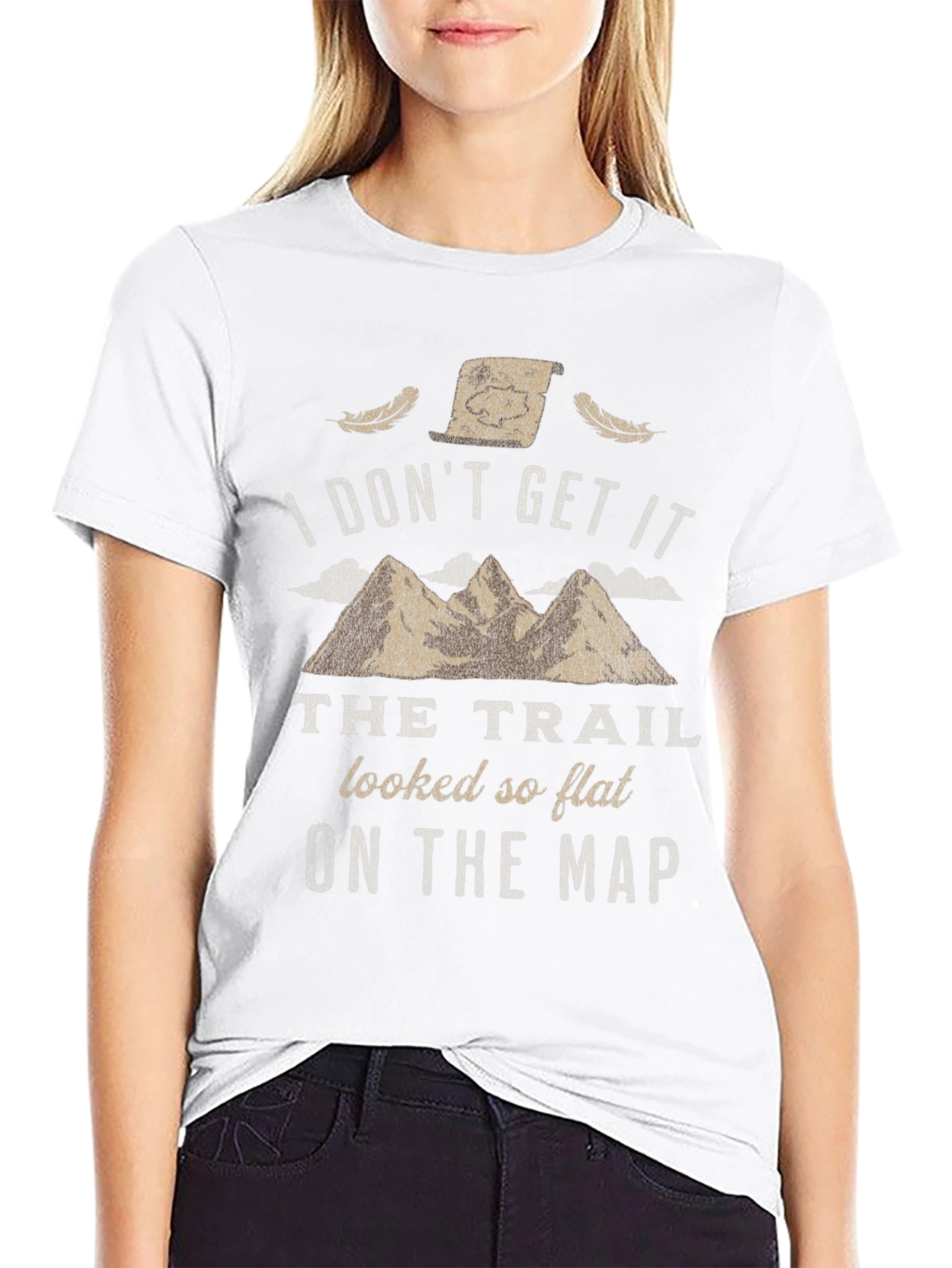 Black Funny Hiking T-Shirt - I Don't Get It Trail Flat Map Black Tee view 9