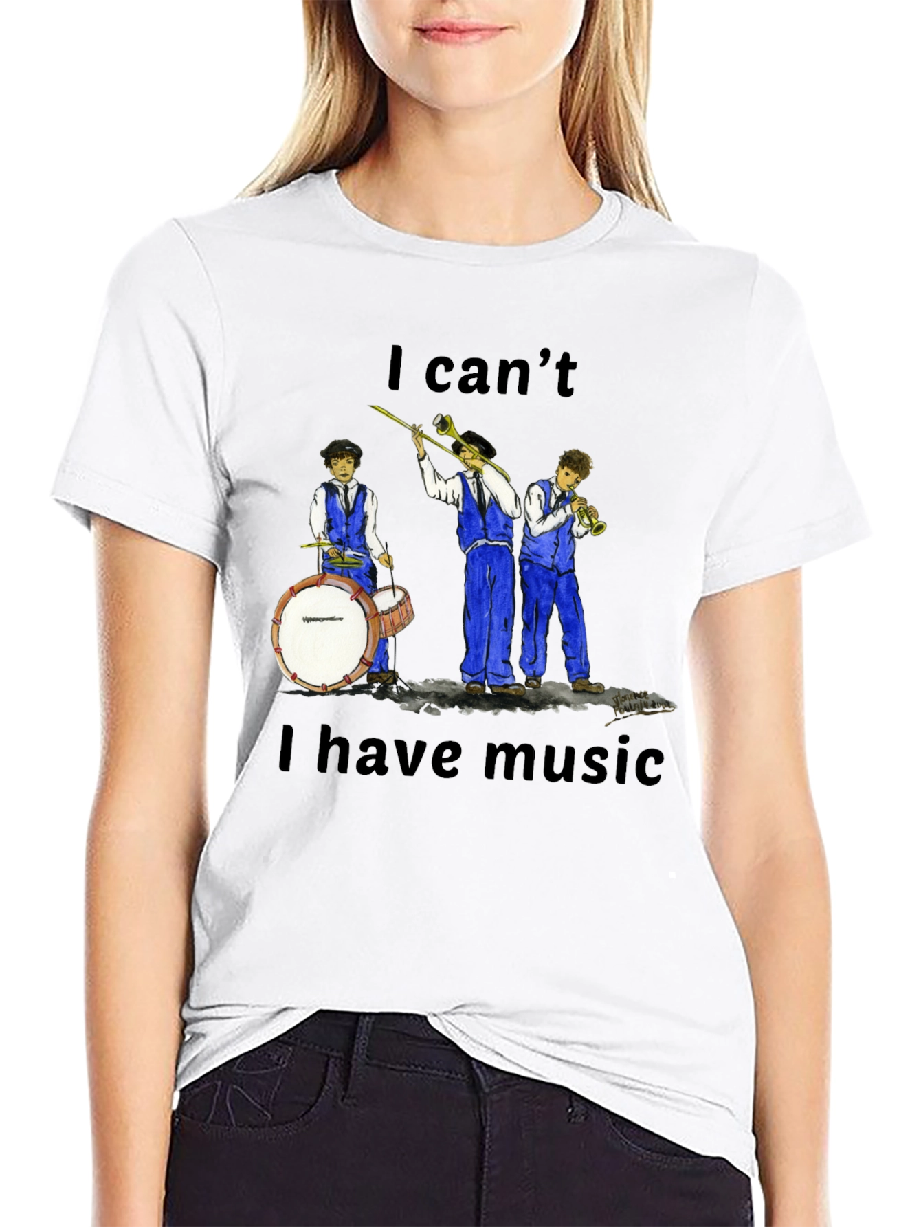 Black I Can't I Have Music T-Shirt view 9
