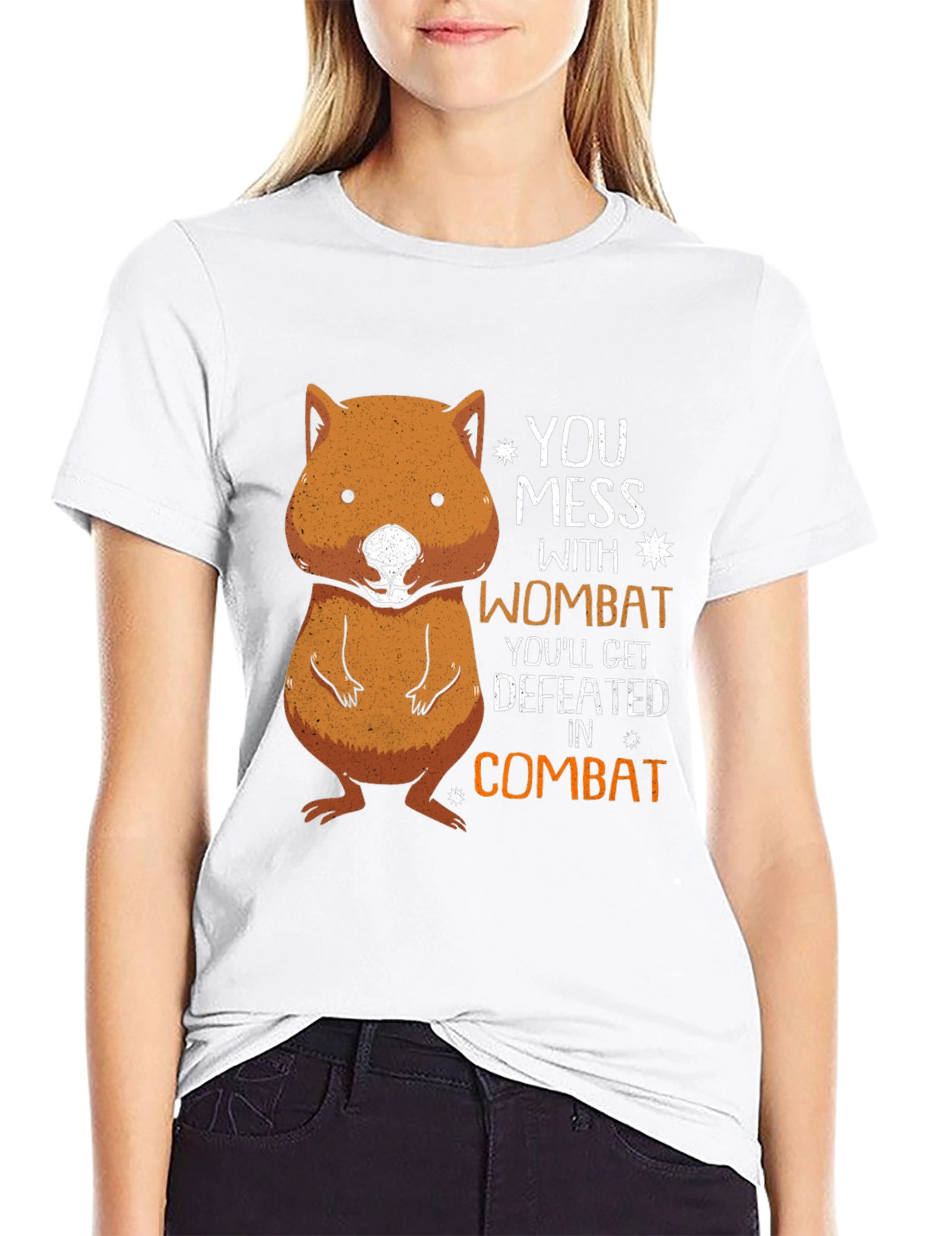 Black Wombat Combat T-Shirt - Funny Animal Tee view 9