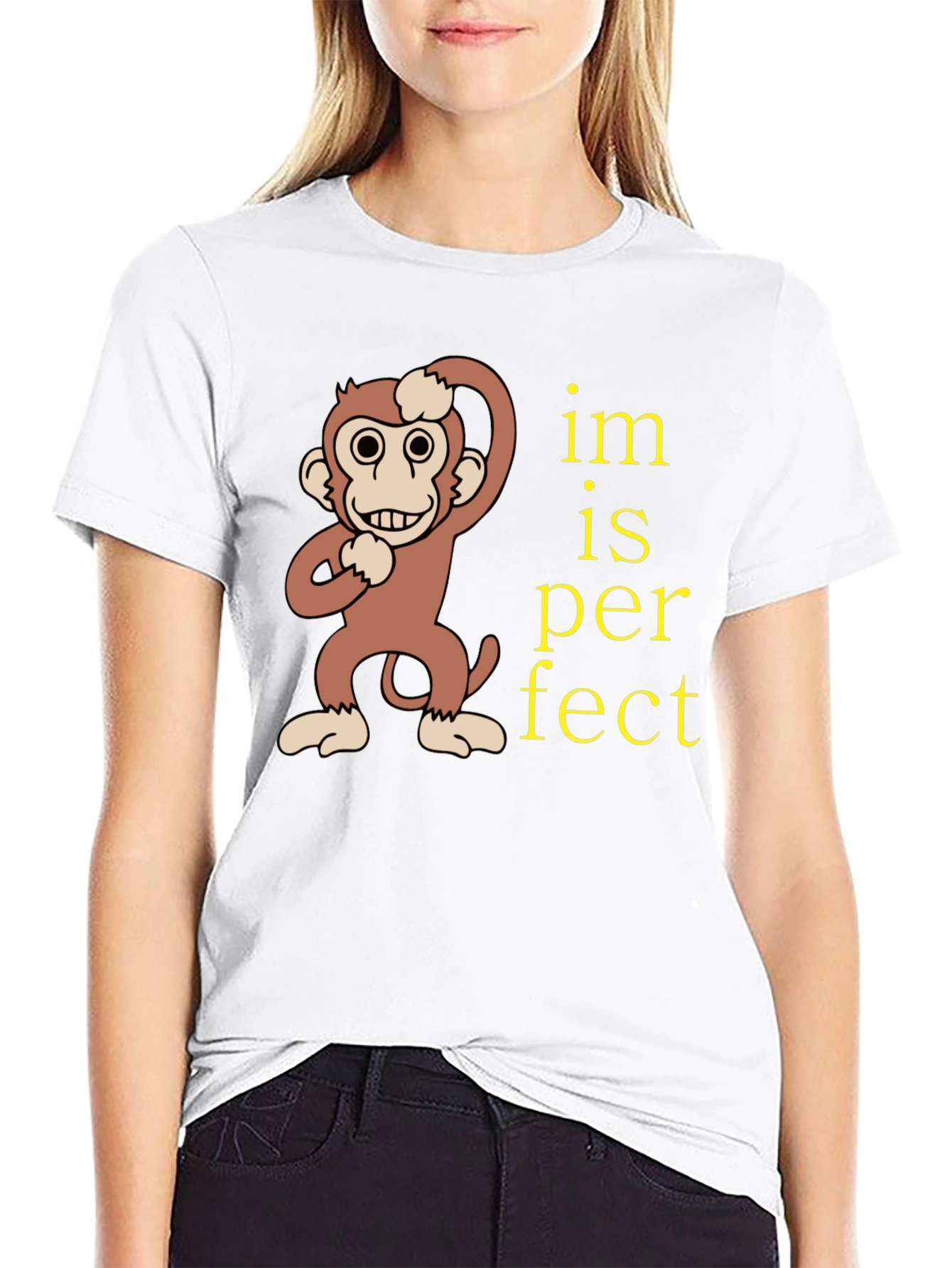 Black Funny Monkey "Im is Perfect" Graphic T-Shirt view 9