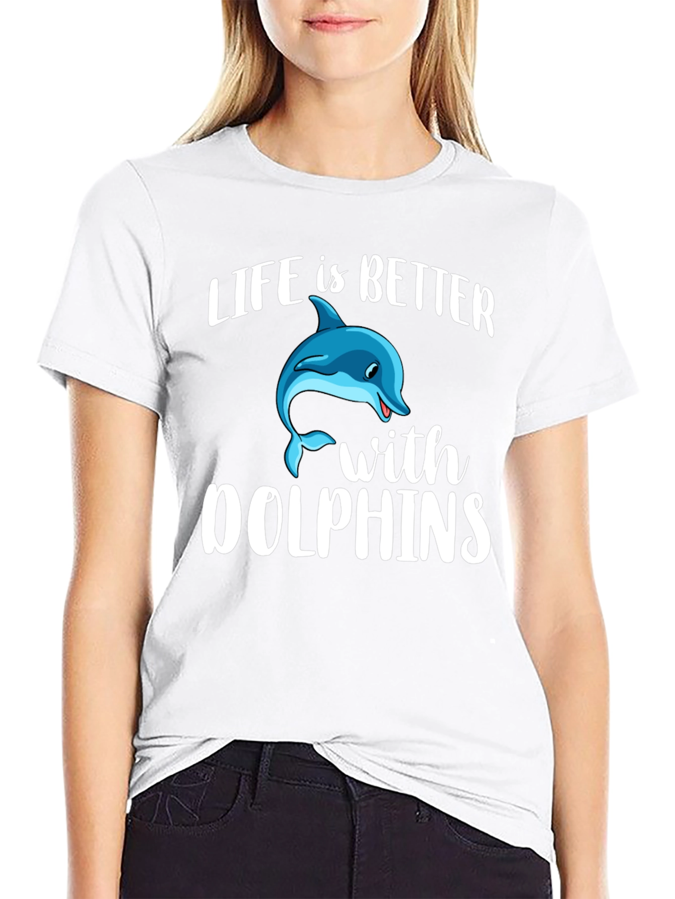 Black Life is Better With Dolphins Graphic Tee view 9