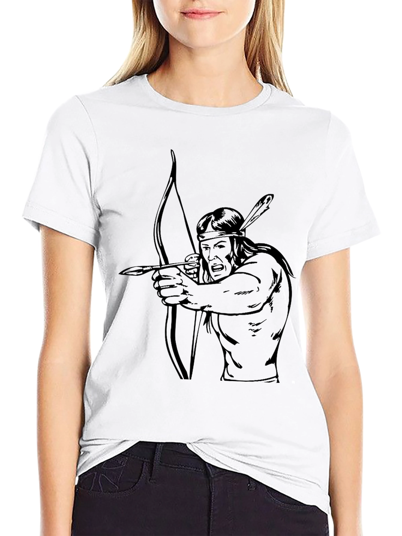 Black Native Archer Graphic T-Shirt - Black view 9
