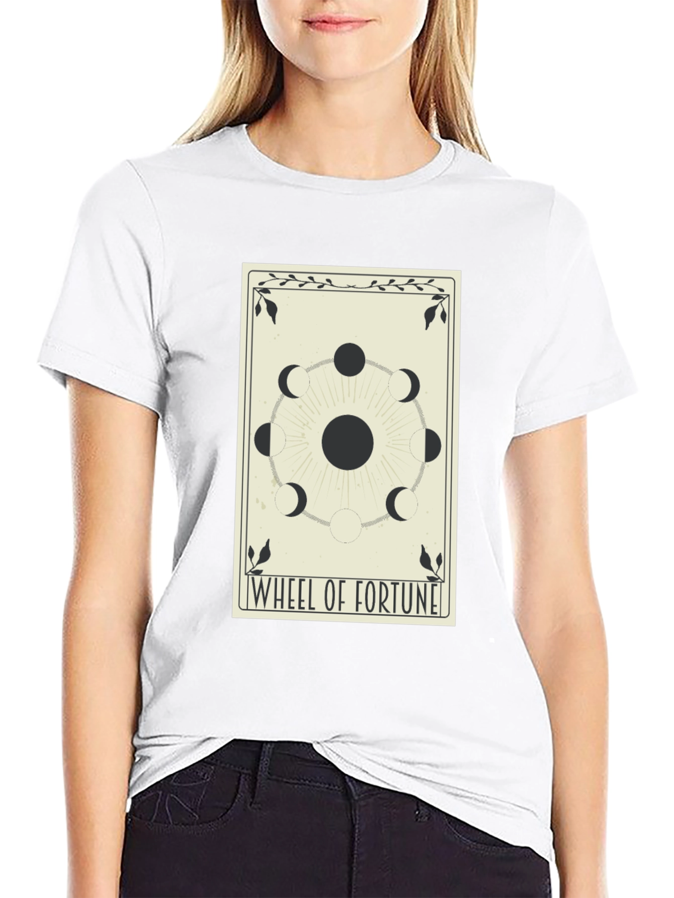 Black Wheel of Fortune Tarot Card Graphic T-Shirt view 9
