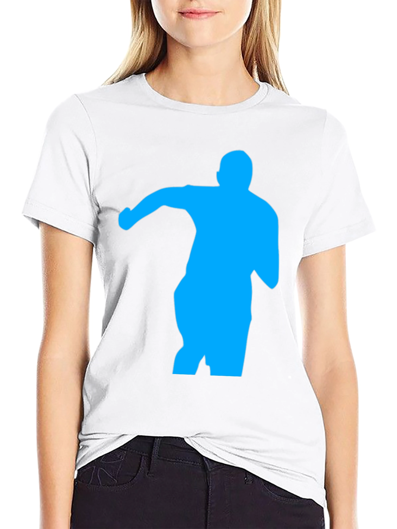 Black Men's Black T-Shirt with Blue Silhouette Graphic view 9