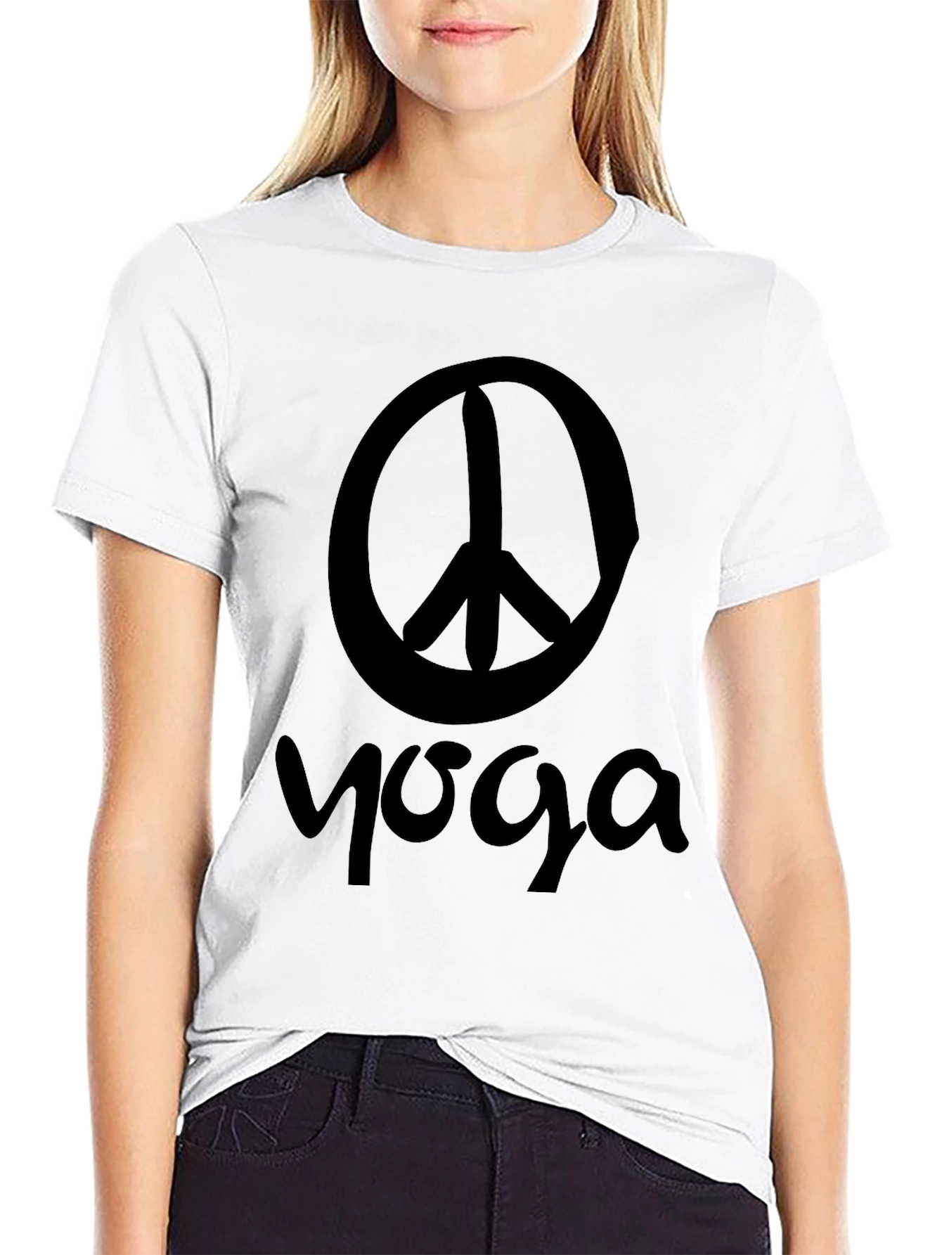 Black Peace Yoga Graphic T-Shirt - Unisex view 9