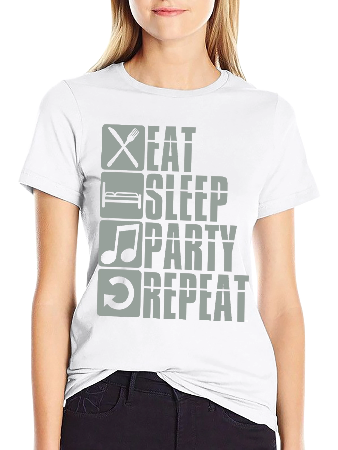 Black Eat Sleep Party Repeat Graphic Tee view 9