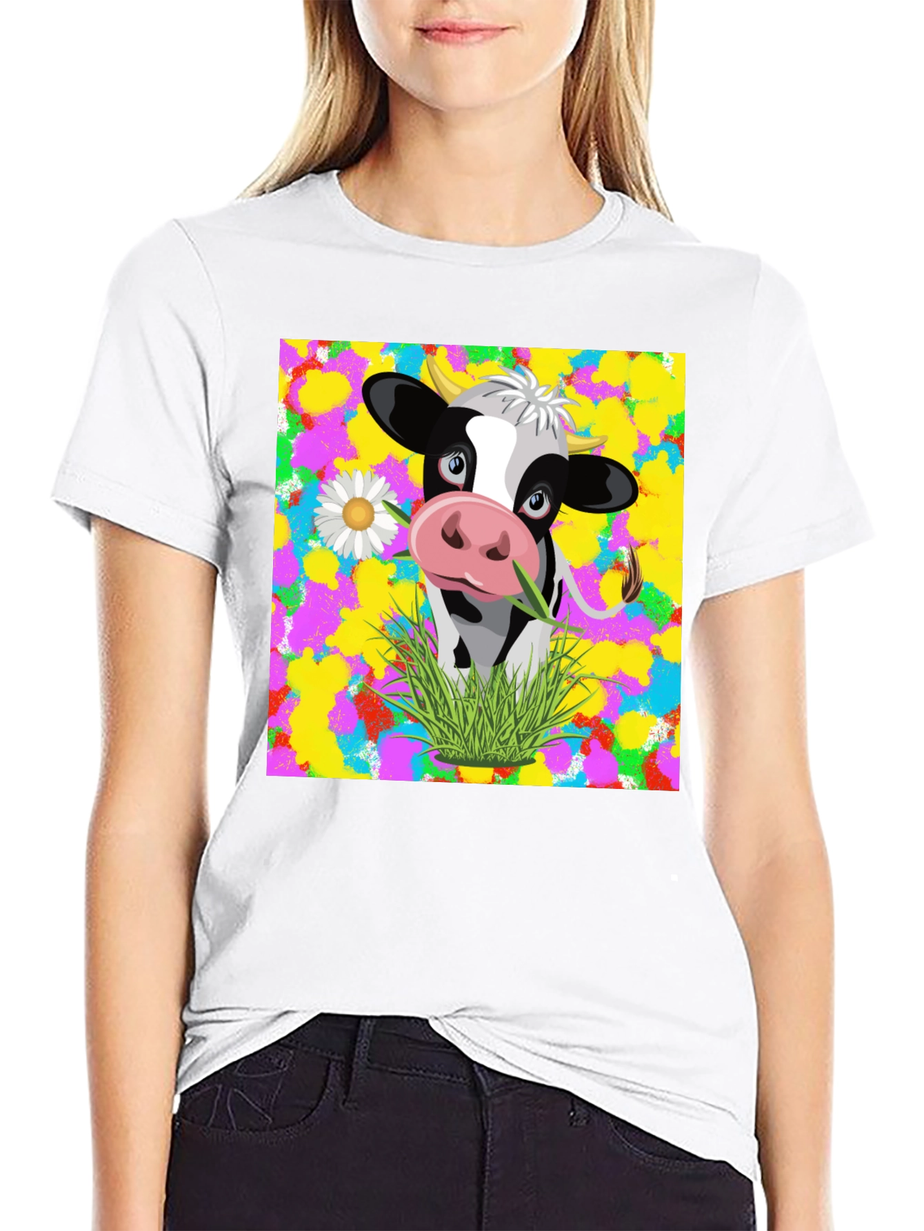 Black Cow Graphic Tee - Vibrant Design, Comfortable Fit view 9