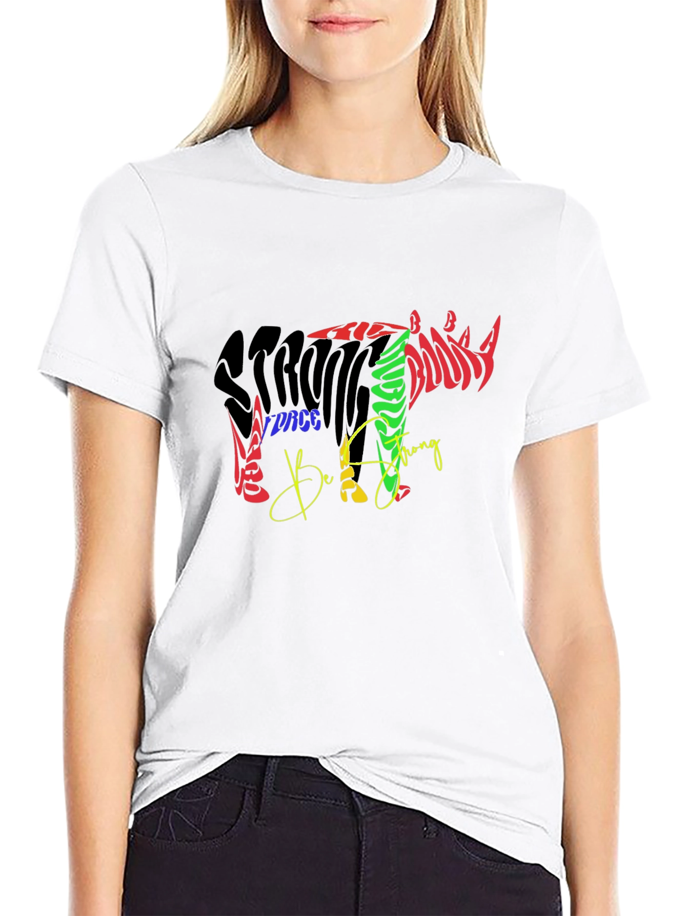 Black Strong Rhino Graphic T-Shirt view 9