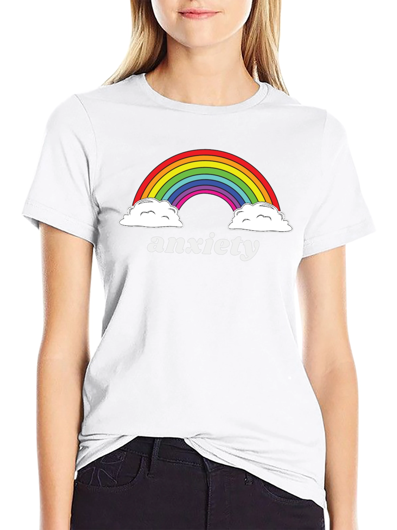 Black Anxiety Rainbow Graphic Tee view 9