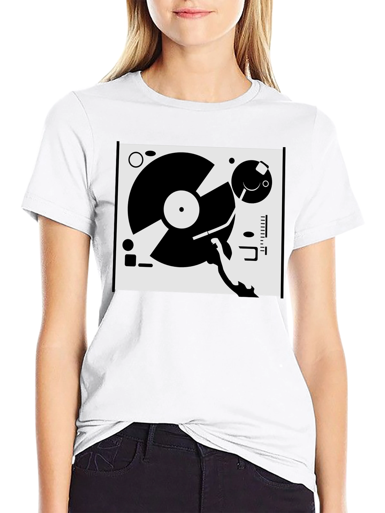 Black Retro Turntable Graphic Tee - Black view 9