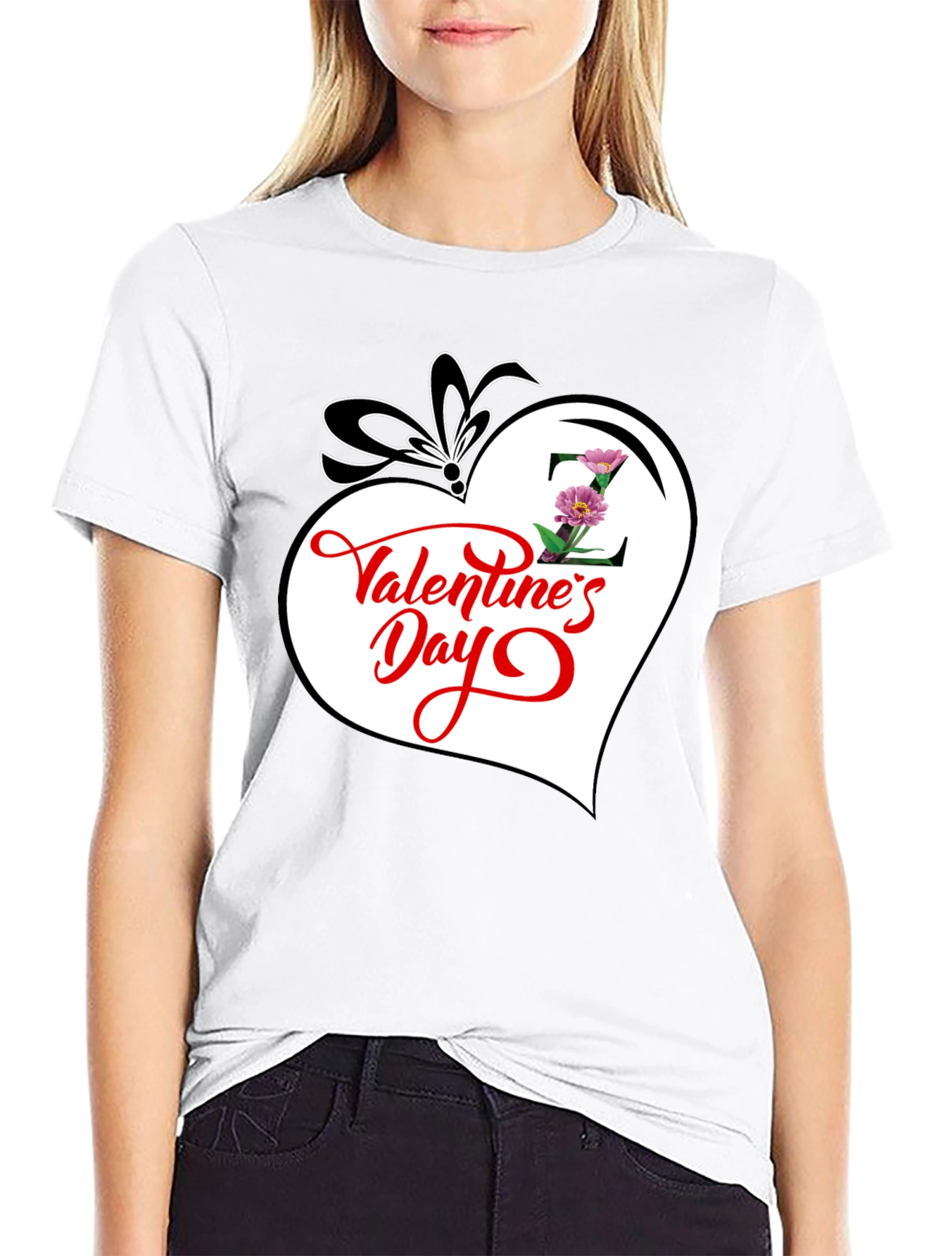 Black Valentine's Day Heart Graphic T-Shirt view 9