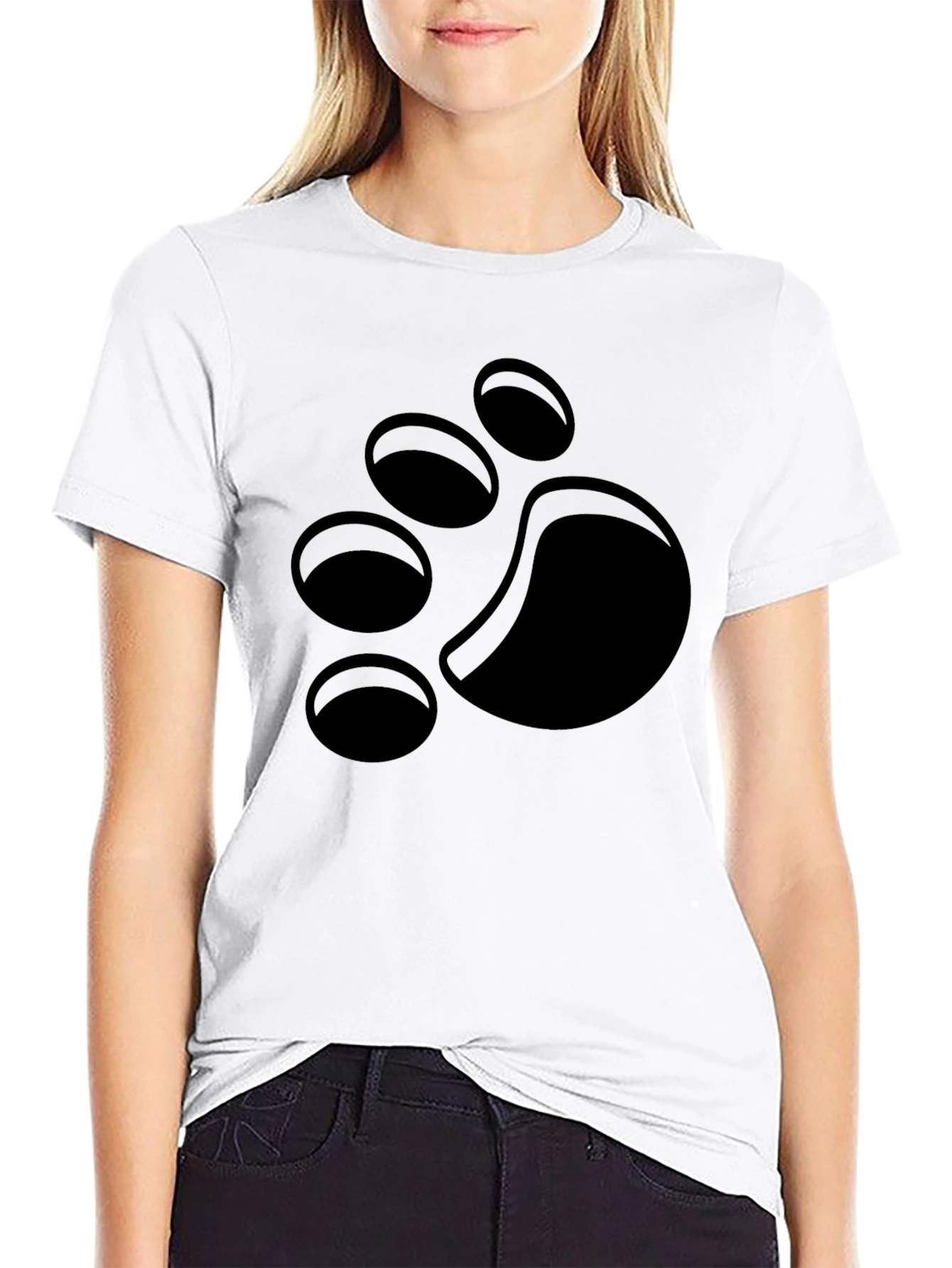 Black Black T-Shirt with Paw Print Design view 9