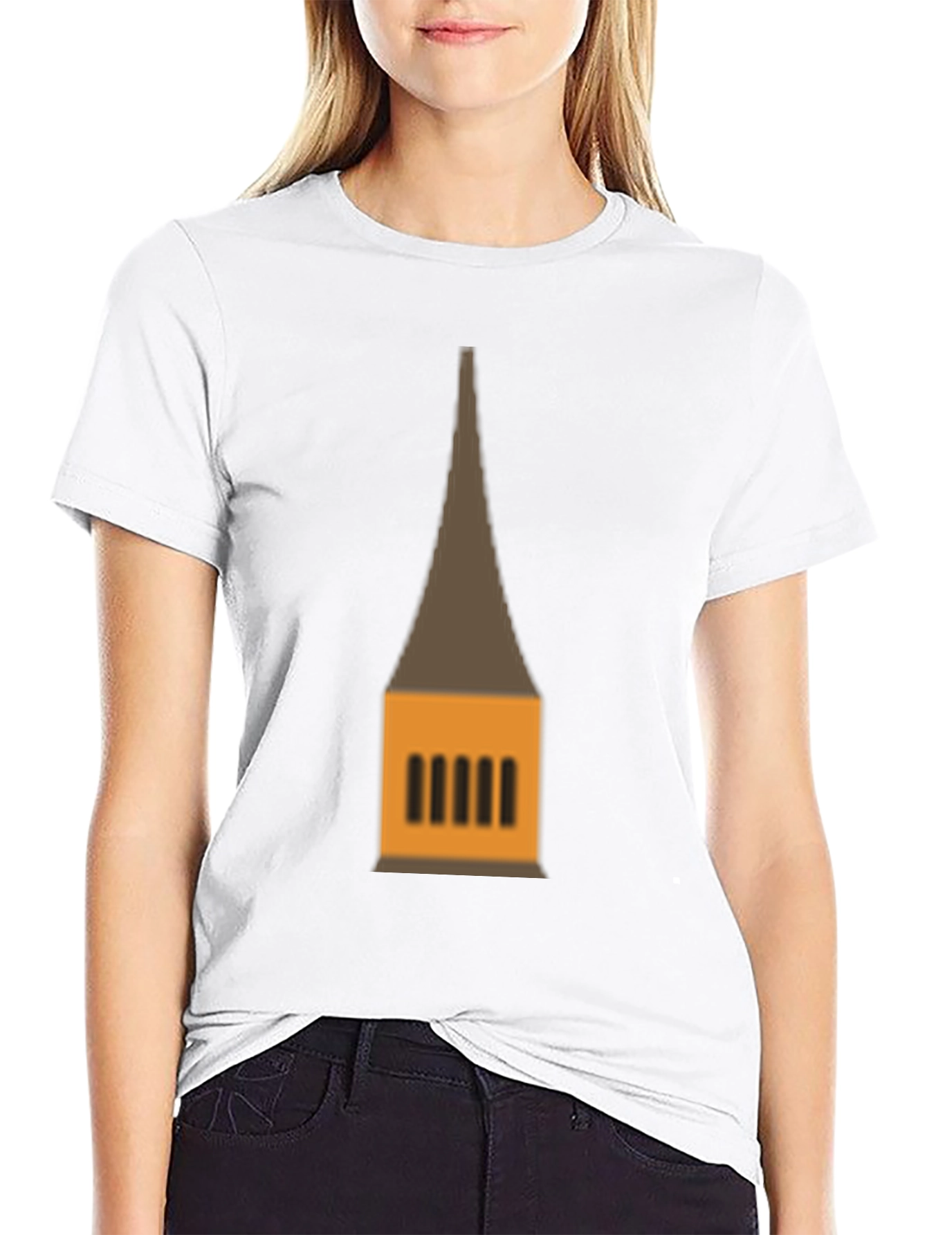 Black Graphic Tee: Temple Tower Design, Black view 9