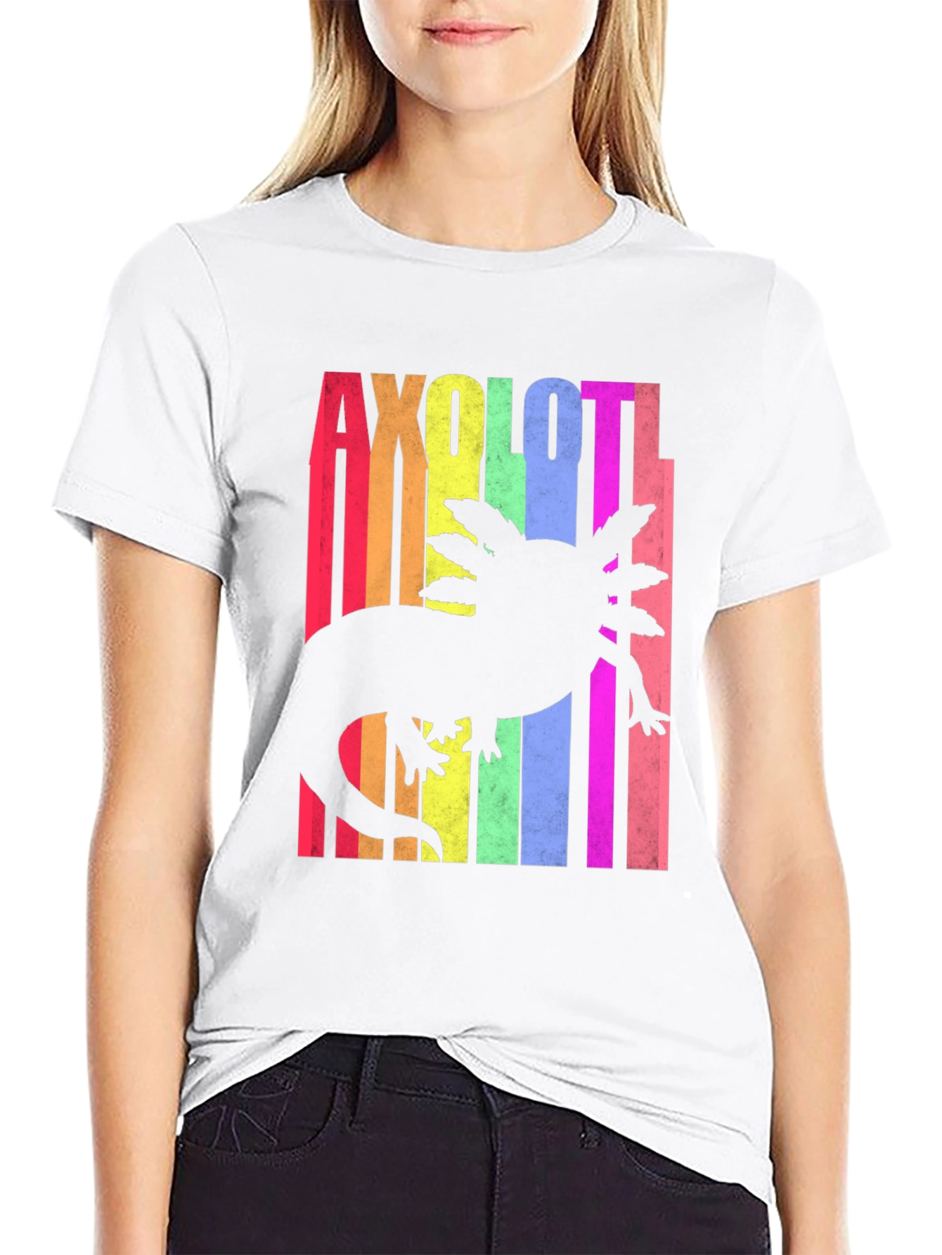Black Axolotl Rainbow T-Shirt - Cute Salamander Tee view 9