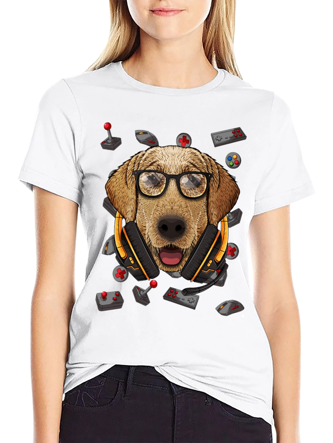 Gamer Dog T-Shirt - Golden Retriever Geek Tee - 9