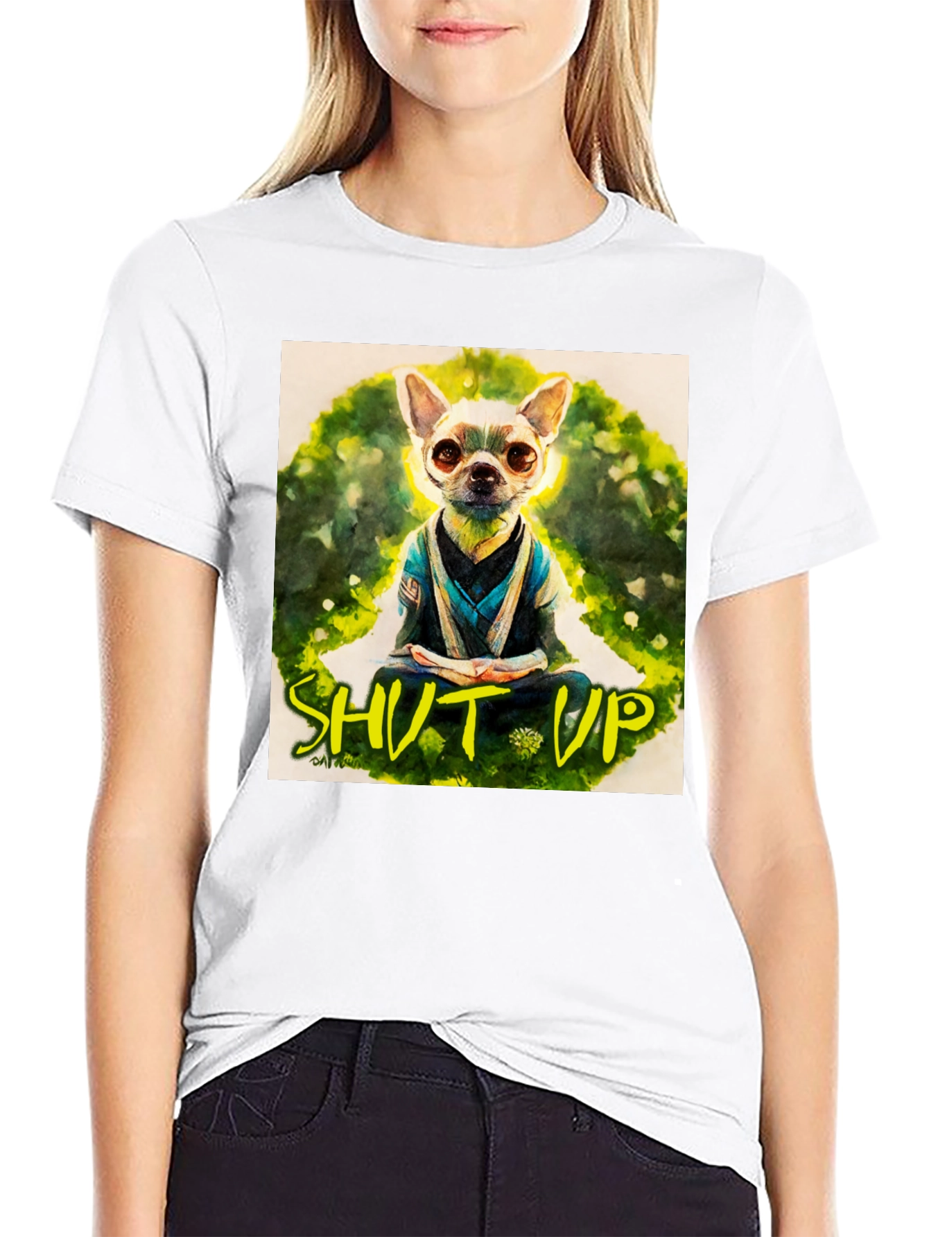 Black Zen Chihuahua T-Shirt - Meditating Dog Graphic Tee view 9