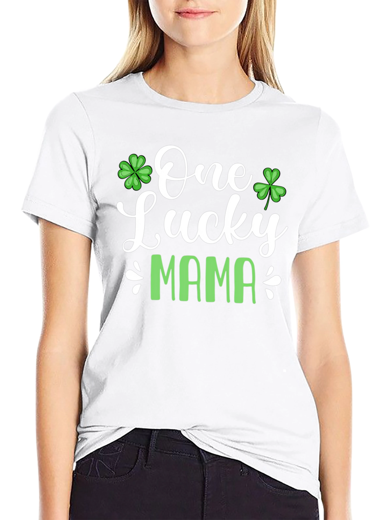 Black One Lucky Mama St. Patrick's Day T-Shirt view 9