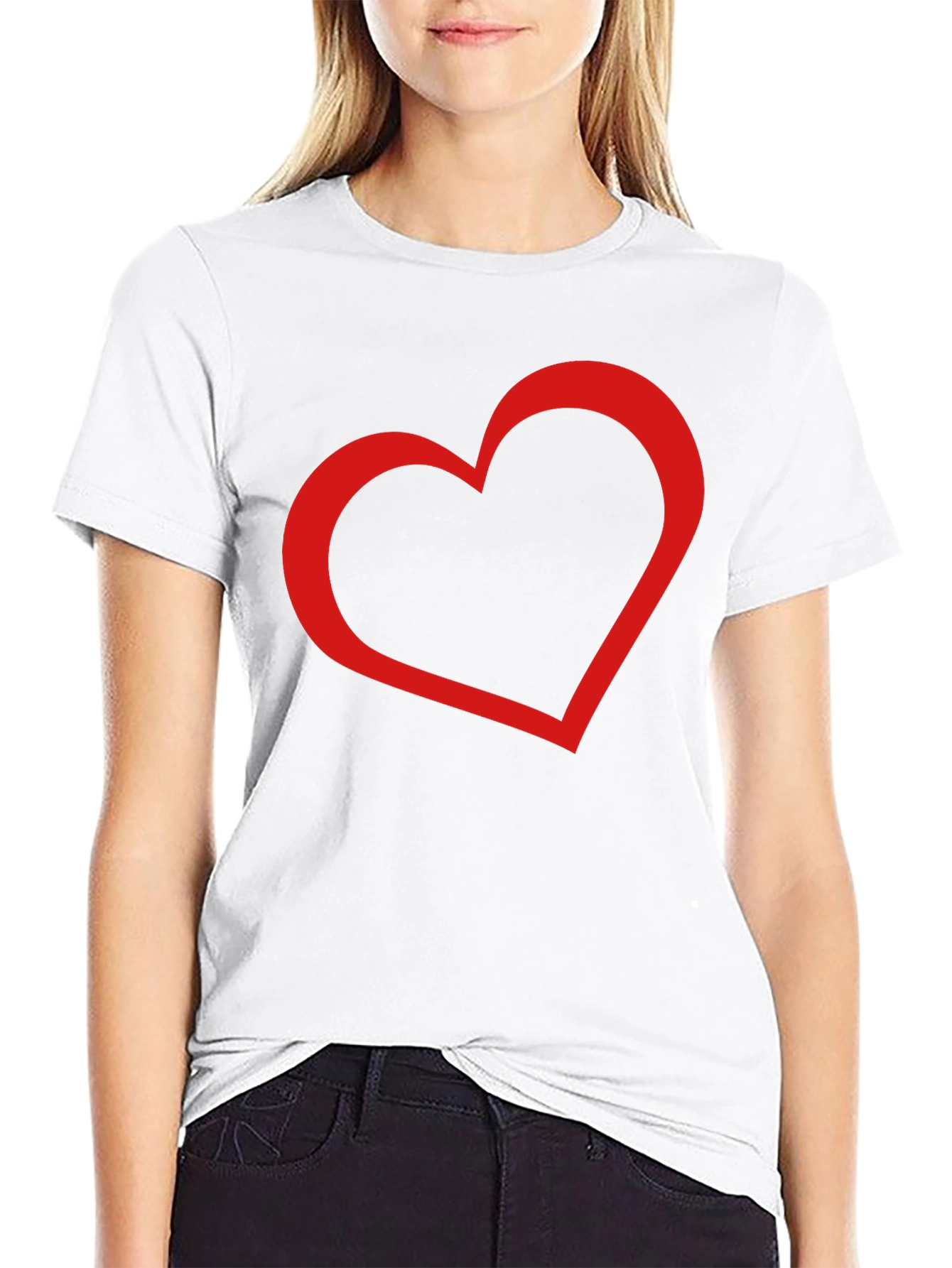 Black Men's Black Tee with Red Heart Graphic view 9