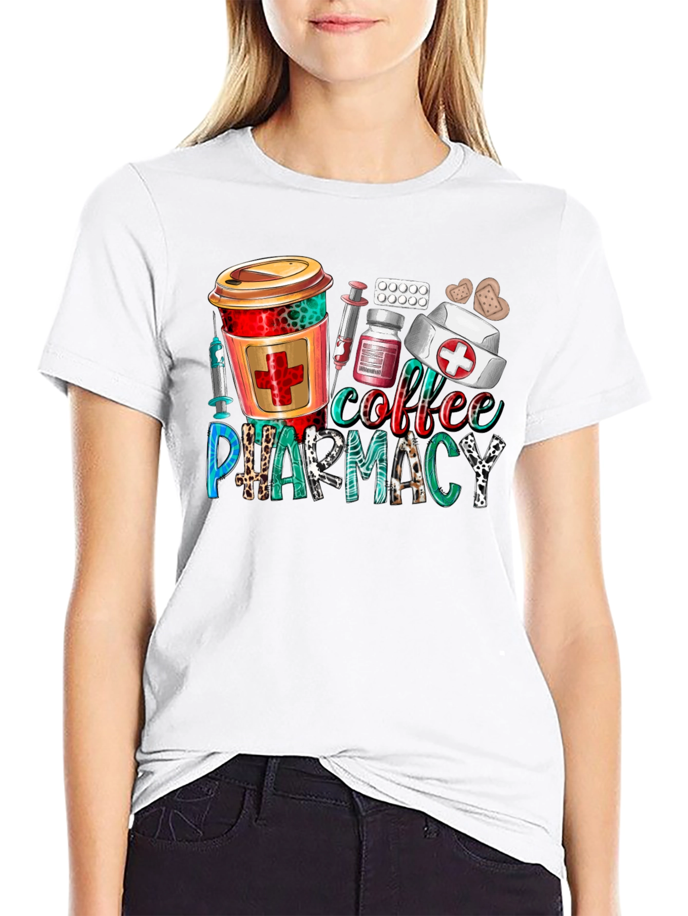 Black Coffee & Pharmacy Graphic T-Shirt view 9