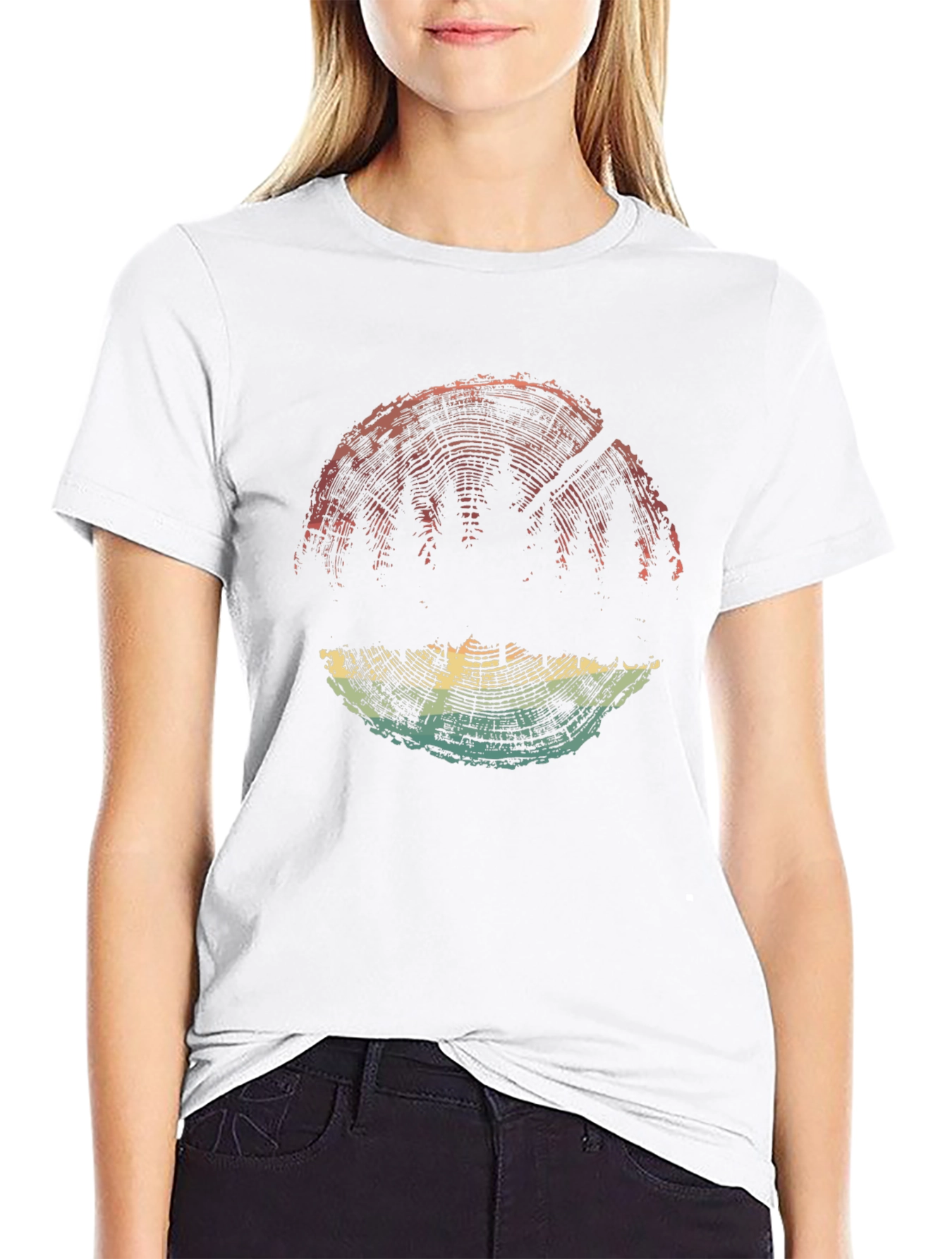 Black Nature Inspired Tree Ring Graphic Tee - Soft Black Cotton view 9