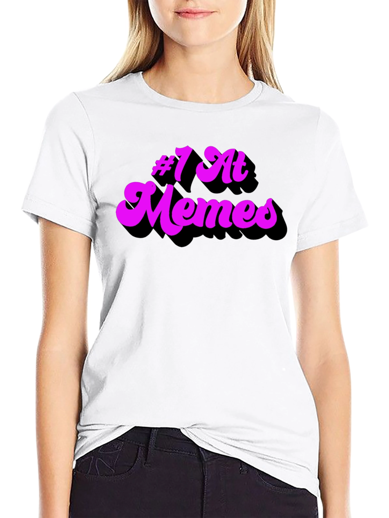 Black #1 at Memes Graphic T-Shirt - Black Cotton Tee view 9