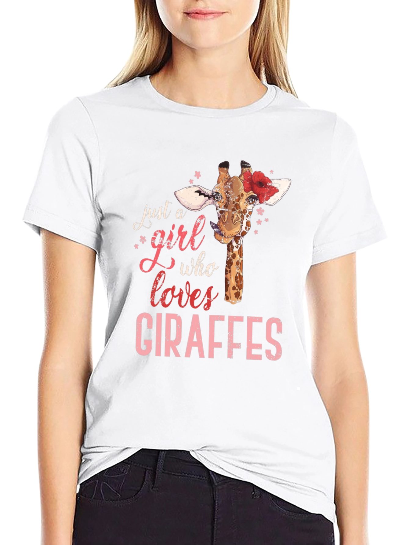 Black Giraffe Lover T-Shirt - Just a Girl Who Loves Giraffes view 9