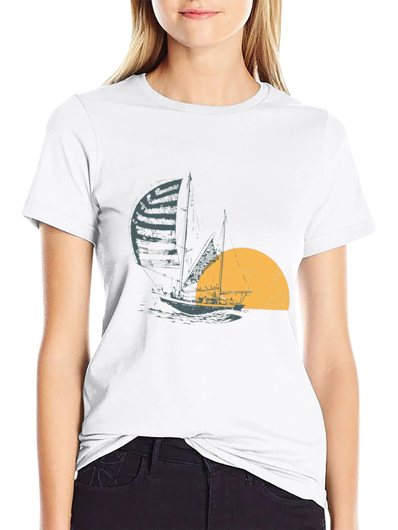 Black Sailing at Sunset Black T-Shirt view 9