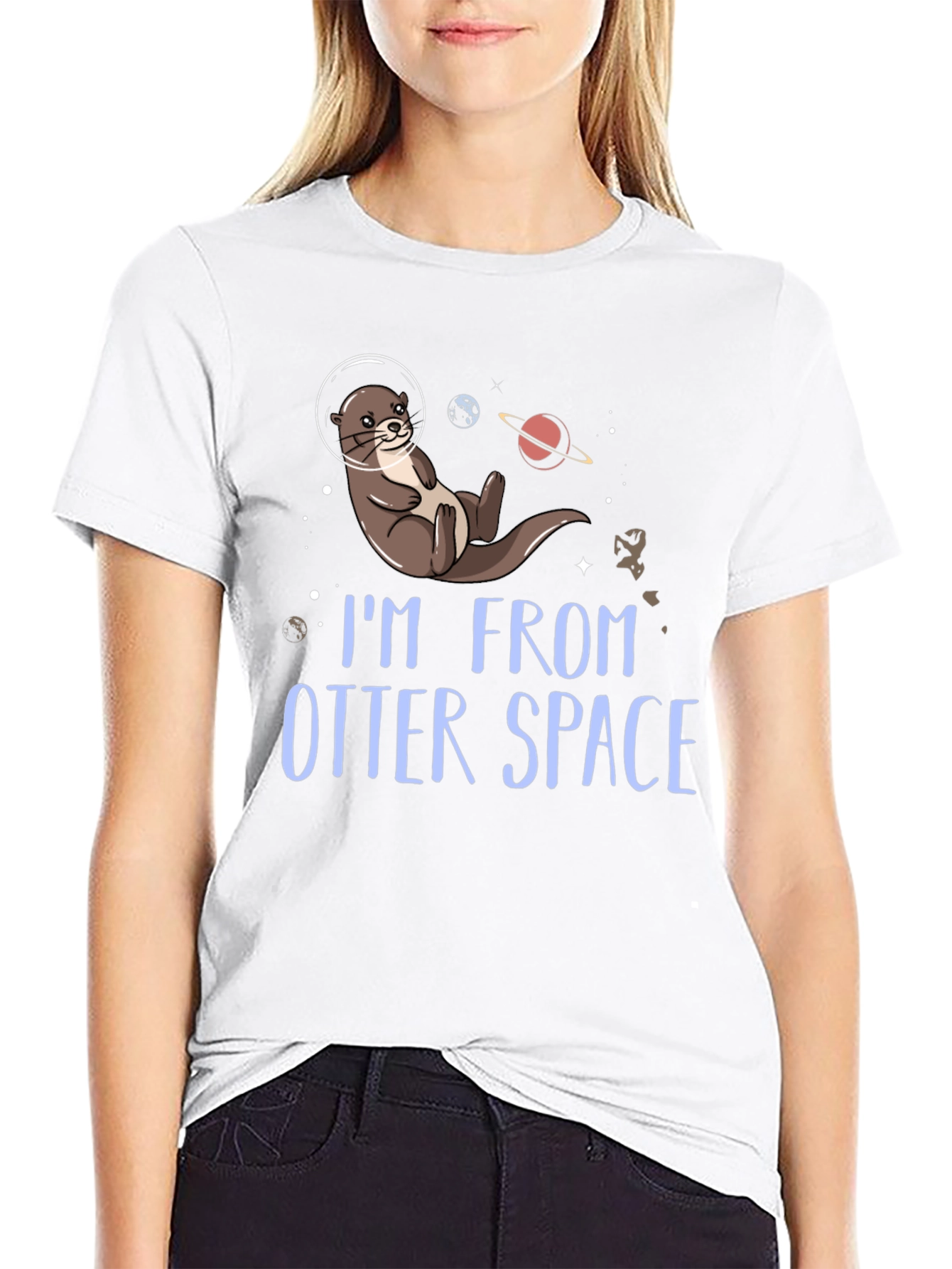 Black I'm From Otter Space T-Shirt view 9