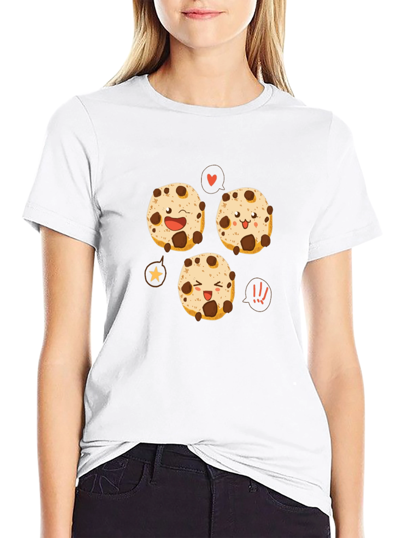 Black Cookie Cartoon Black T-Shirt view 9