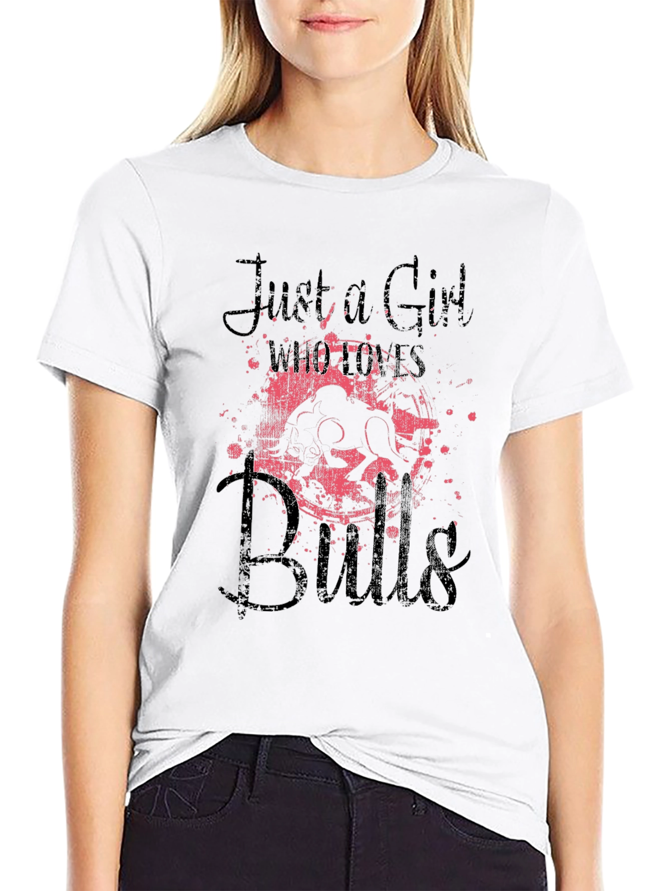 Just A Girl Who Loves Bulls Graphic Tee - Black - 9
