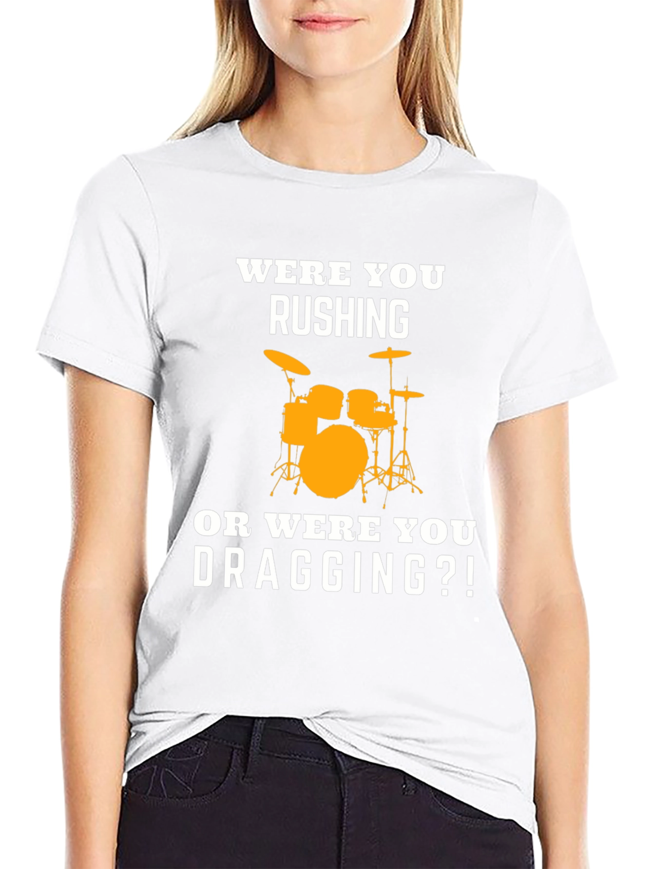 Black Drummer T-Shirt - Rushing or Dragging Funny Tee view 9