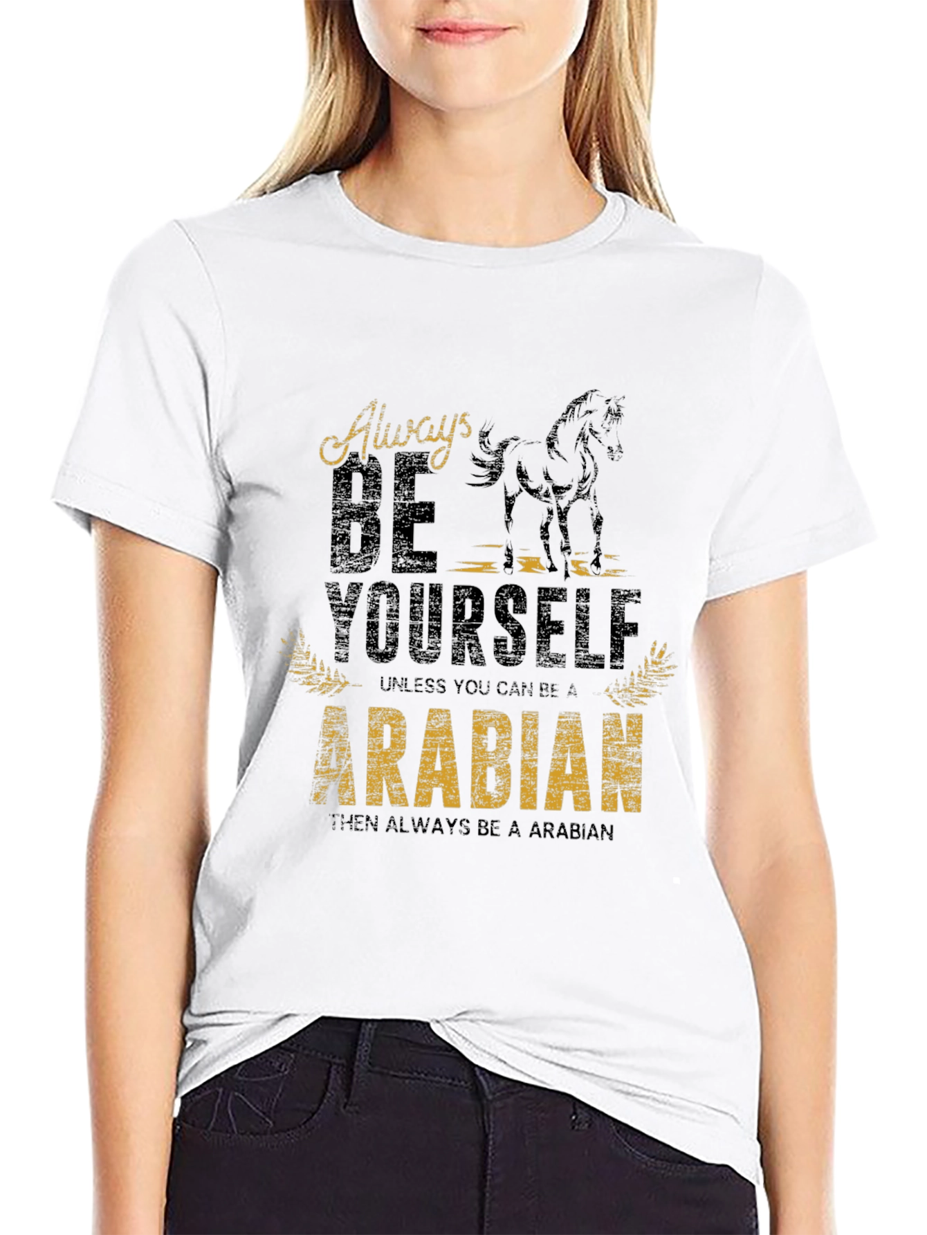 Black Always Be Yourself Arabian Horse Graphic Tee view 9