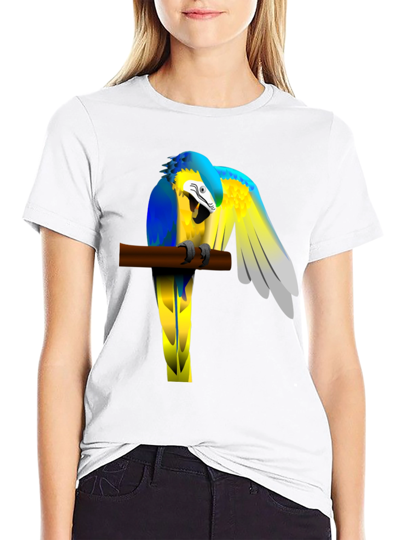 Black Parrot Perch Graphic Tee - Unique Bird Lover T-Shirt view 9